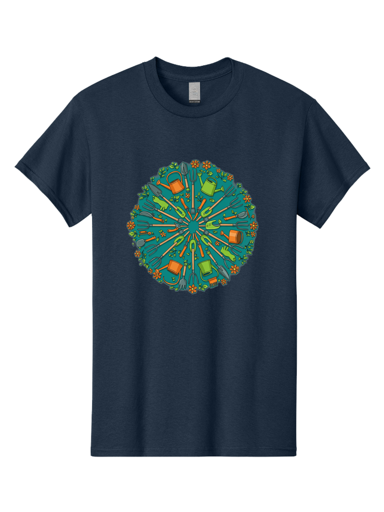 Gardening-Tools-Mandala Men'S Graphic Tee, 100% Cotton, Comfortable Casual Summer Wear, Machine Washable, Gardening Tools, Gardening Equipment, Watering Cans, Rakes, Shovels, Trowels, Gloves, Flower Arrangements, Garden Decor, Bad119 12