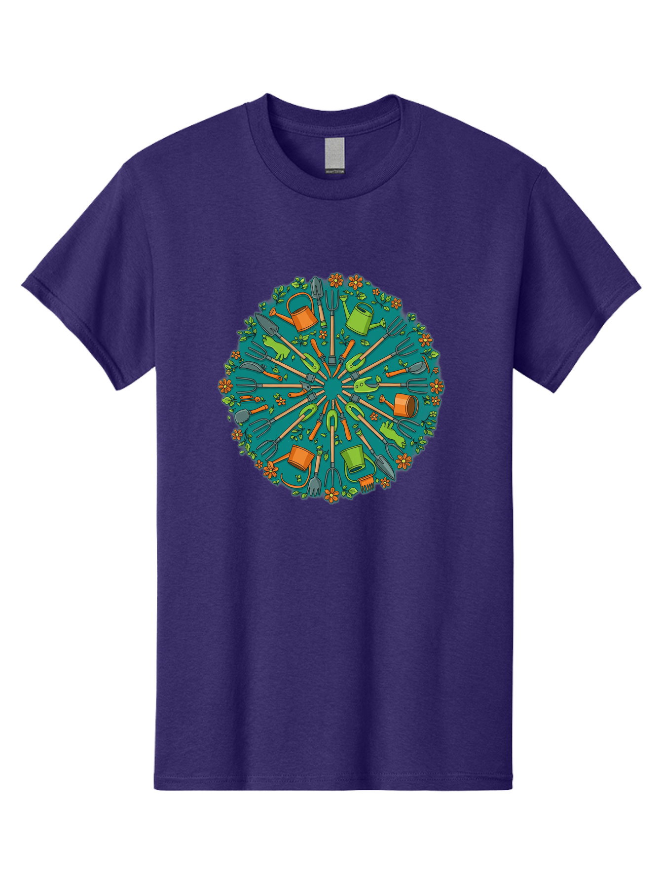 Gardening-Tools-Mandala Men'S Graphic Tee, 100% Cotton, Comfortable Casual Summer Wear, Machine Washable, Gardening Tools, Gardening Equipment, Watering Cans, Rakes, Shovels, Trowels, Gloves, Flower Arrangements, Garden Decor, Bad119 8