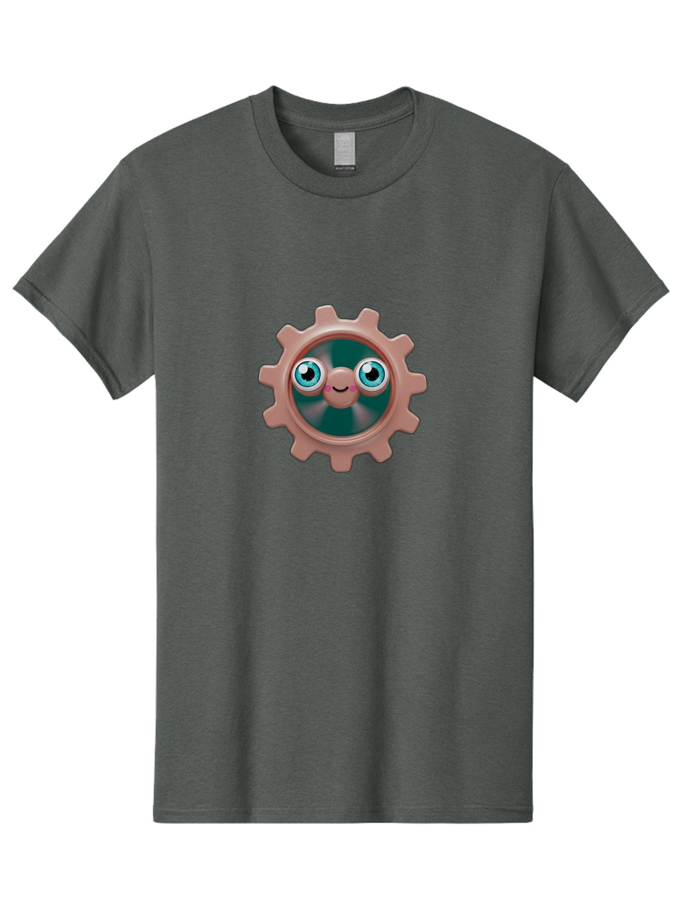 Gear-2 Men'S Graphic Tee, 100% Cotton, Comfortable Casual Summer Wear, Machine Washable, Cartoon Gear, Pink Cog, Blue Eyes, Smiling Face, Machinery Character, Cute Robot, Animated Machinery, Robotic Parts, Mechanical Icon Bad121 3