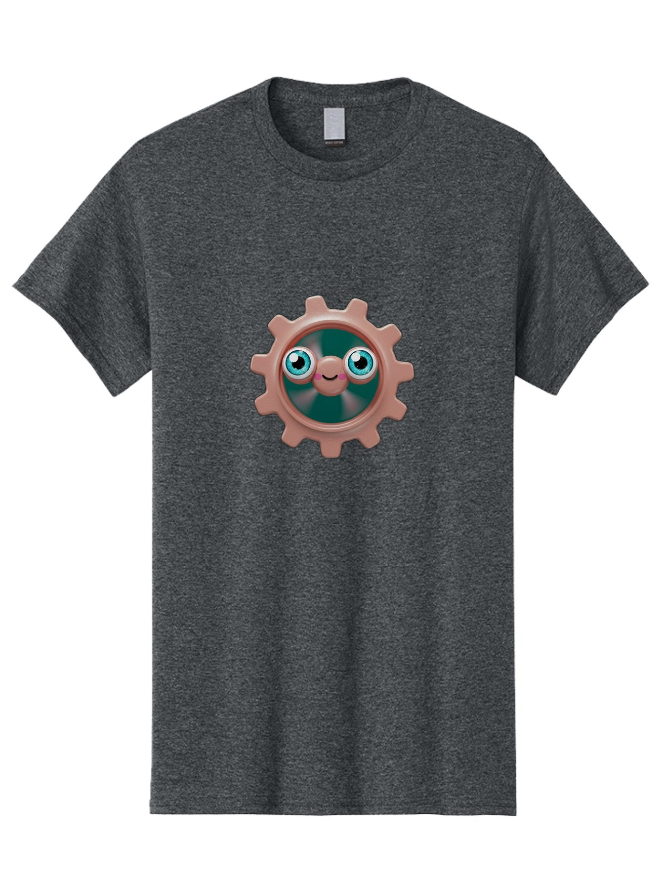 Gear-2 Men'S Graphic Tee, 100% Cotton, Comfortable Casual Summer Wear, Machine Washable, Cartoon Gear, Pink Cog, Blue Eyes, Smiling Face, Machinery Character, Cute Robot, Animated Machinery, Robotic Parts, Mechanical Icon Bad121 10