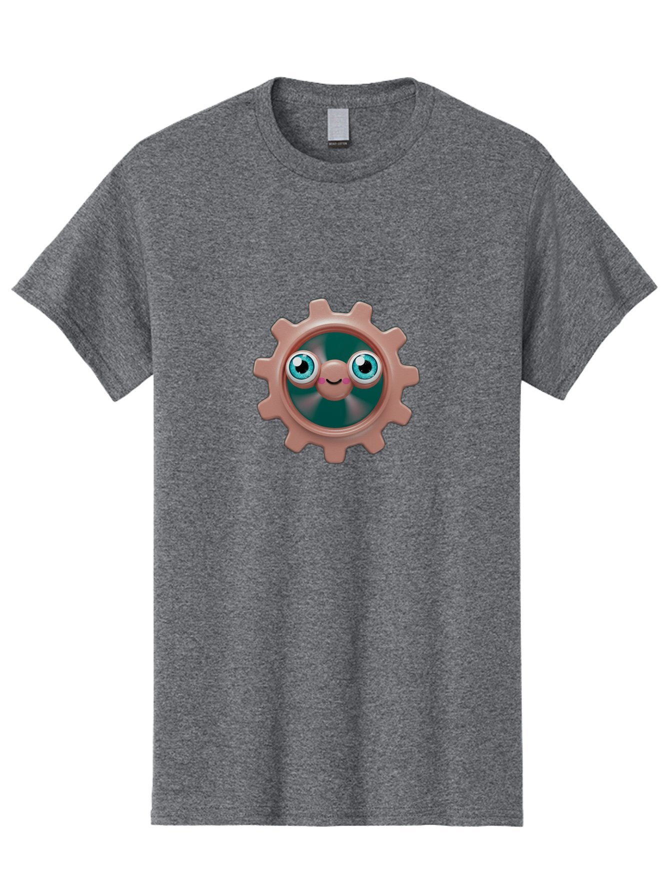 Gear-2 Men'S Graphic Tee, 100% Cotton, Comfortable Casual Summer Wear, Machine Washable, Cartoon Gear, Pink Cog, Blue Eyes, Smiling Face, Machinery Character, Cute Robot, Animated Machinery, Robotic Parts, Mechanical Icon Bad121 13