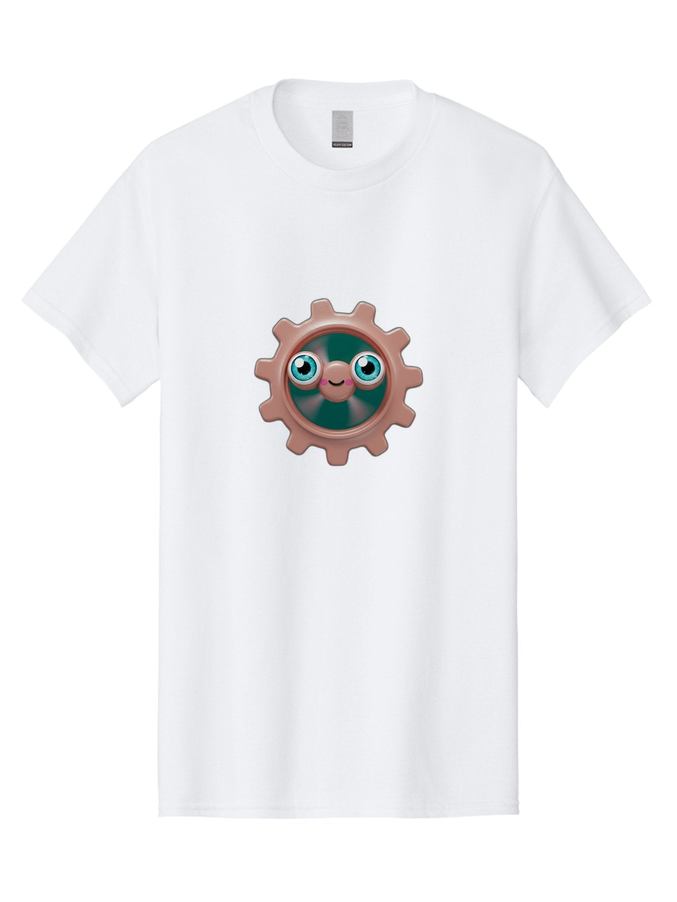 Gear-2 Men'S Graphic Tee, 100% Cotton, Comfortable Casual Summer Wear, Machine Washable, Cartoon Gear, Pink Cog, Blue Eyes, Smiling Face, Machinery Character, Cute Robot, Animated Machinery, Robotic Parts, Mechanical Icon Bad121 14