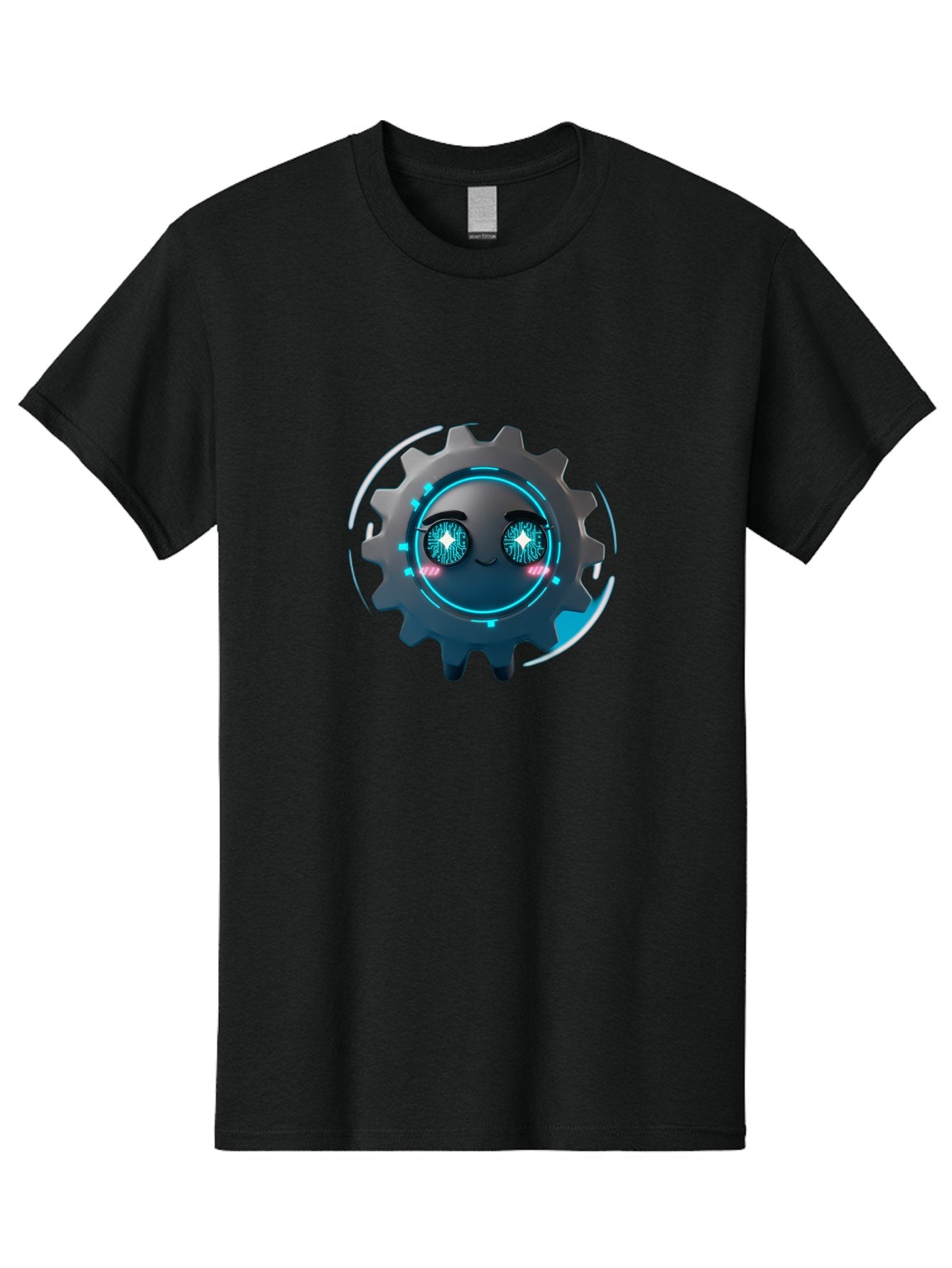 Gear-Character Men'S Graphic Tee, 100% Cotton, Comfortable Casual Summer Wear, Machine Washable, Futuristic Gear, Robotic Character, Mechanical Eyes, Neon Lights, Cybernetic Design, Futuristic Technology, Innovation, Artificial Intelligence, Bad122 6