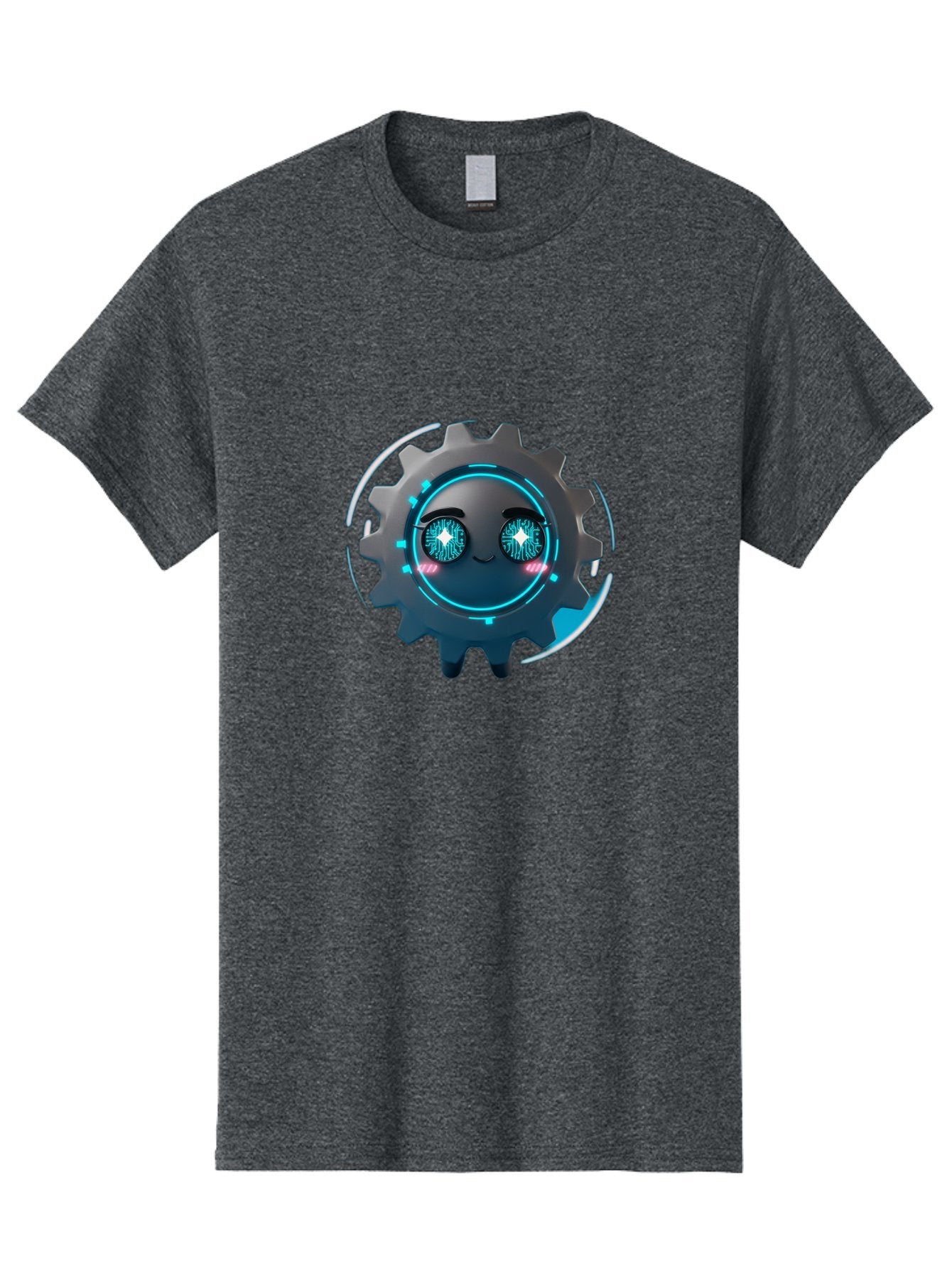 Gear-Character Men'S Graphic Tee, 100% Cotton, Comfortable Casual Summer Wear, Machine Washable, Futuristic Gear, Robotic Character, Mechanical Eyes, Neon Lights, Cybernetic Design, Futuristic Technology, Innovation, Artificial Intelligence, Bad122