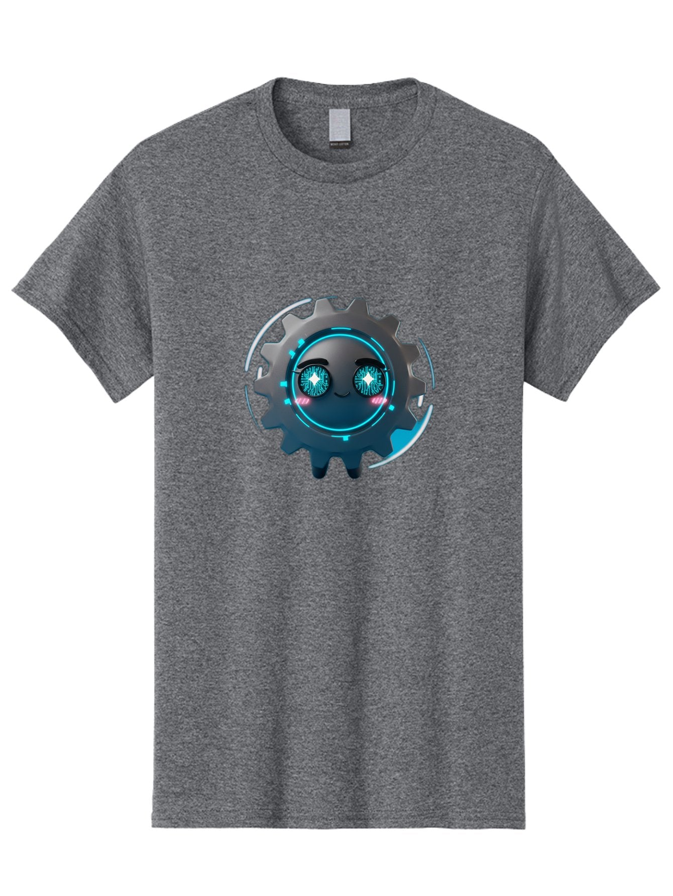 Gear-Character Men'S Graphic Tee, 100% Cotton, Comfortable Casual Summer Wear, Machine Washable, Futuristic Gear, Robotic Character, Mechanical Eyes, Neon Lights, Cybernetic Design, Futuristic Technology, Innovation, Artificial Intelligence, Bad122 10