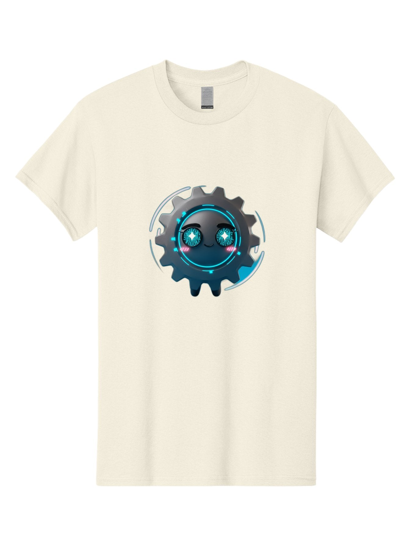 Gear-Character Men'S Graphic Tee, 100% Cotton, Comfortable Casual Summer Wear, Machine Washable, Futuristic Gear, Robotic Character, Mechanical Eyes, Neon Lights, Cybernetic Design, Futuristic Technology, Innovation, Artificial Intelligence, Bad122 8