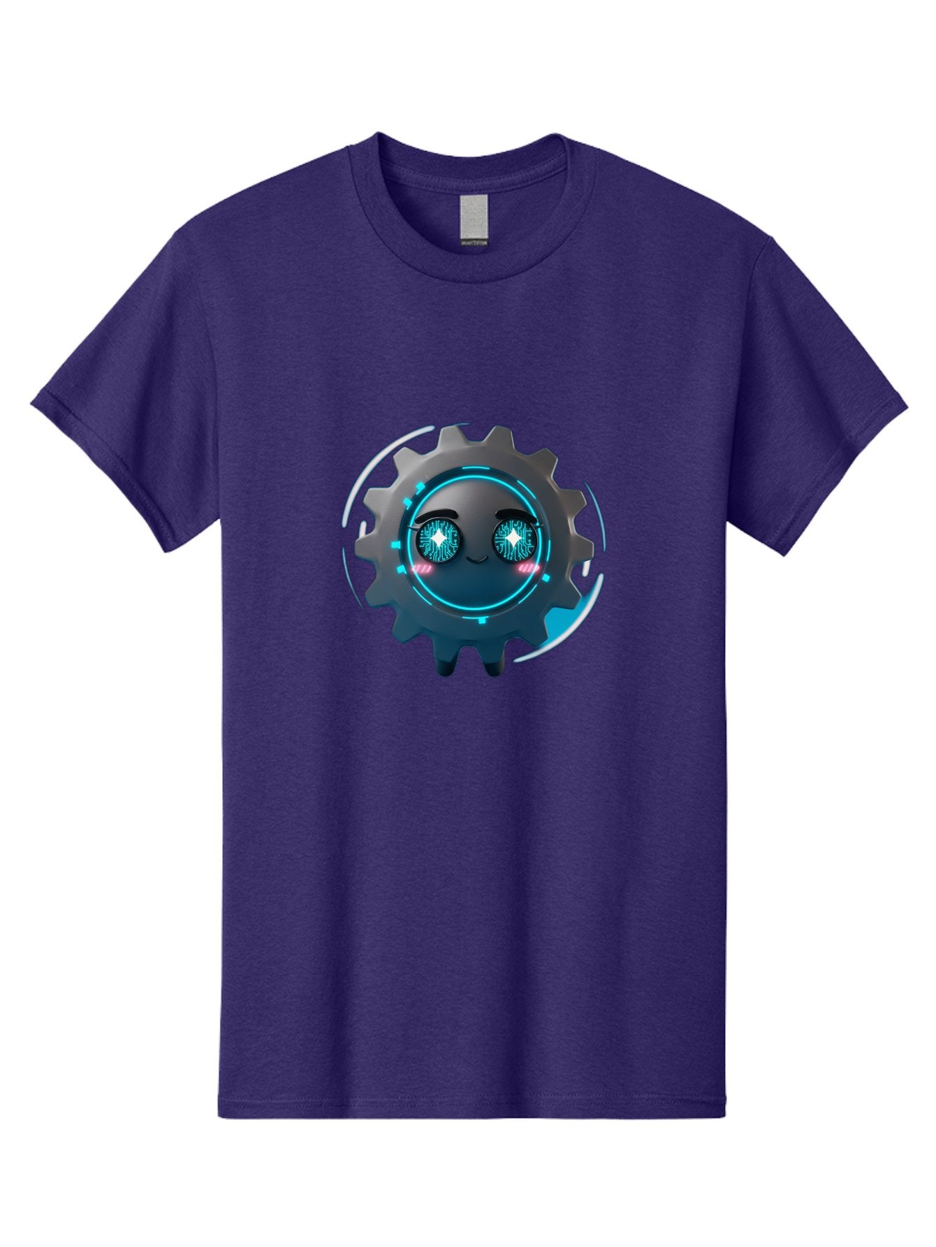 Gear-Character Men'S Graphic Tee, 100% Cotton, Comfortable Casual Summer Wear, Machine Washable, Futuristic Gear, Robotic Character, Mechanical Eyes, Neon Lights, Cybernetic Design, Futuristic Technology, Innovation, Artificial Intelligence, Bad122 14