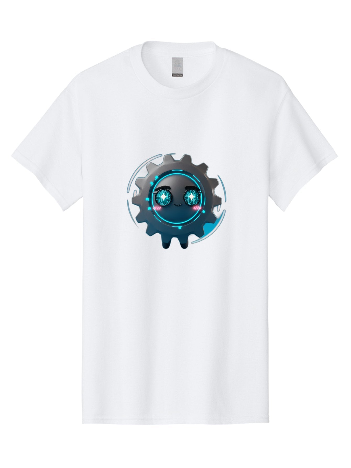 Gear-Character Men'S Graphic Tee, 100% Cotton, Comfortable Casual Summer Wear, Machine Washable, Futuristic Gear, Robotic Character, Mechanical Eyes, Neon Lights, Cybernetic Design, Futuristic Technology, Innovation, Artificial Intelligence, Bad122 5