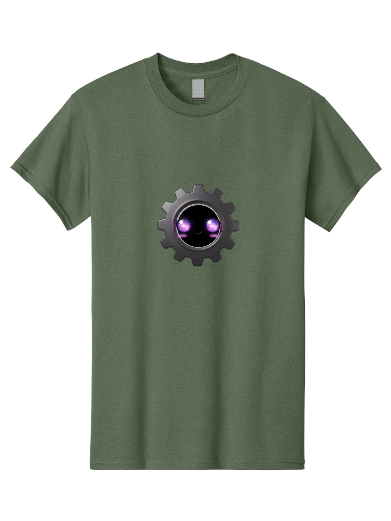 Gear-Robot-Face Men'S Graphic Tee, 100% Cotton, Comfortable Casual Summer Wear, Machine Washable, Industrial Gear, Mechanical Face, Glowing Purple Eyes, Robotics, Futuristic Machinery, Tech Innovation, Mechanical Engineering, Cybernetic Design Bad125 10