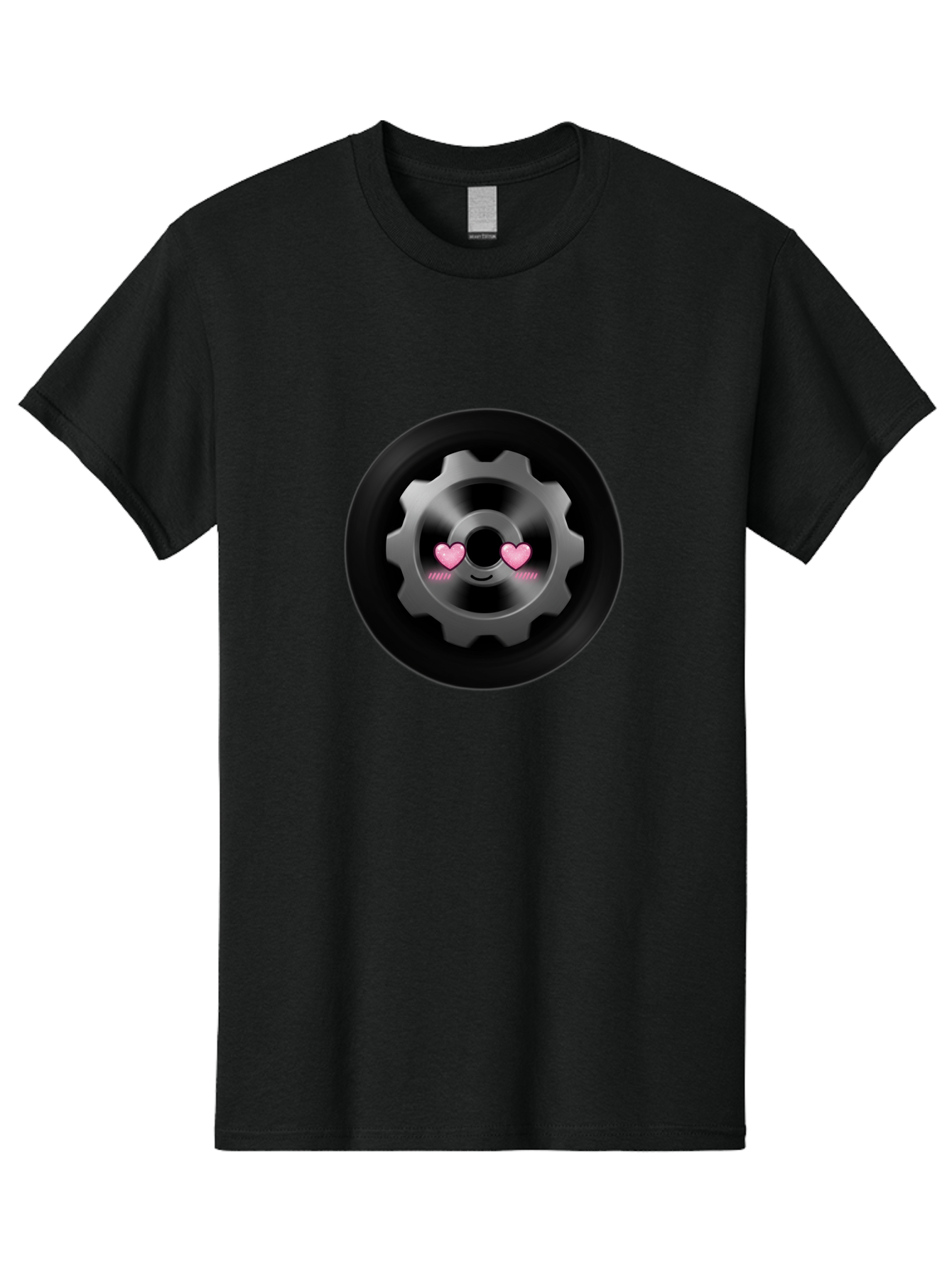 Gear Men'S Graphic Tee, 100% Cotton, Comfortable Casual Summer Wear, Machine Washable, Metal Gear, Heart Eyes, Love Symbol, Romantic Machinery, Cute Robotics, Heart-Shaped Eyes, Mechanical Love, Tech Emoticon Bad126 8