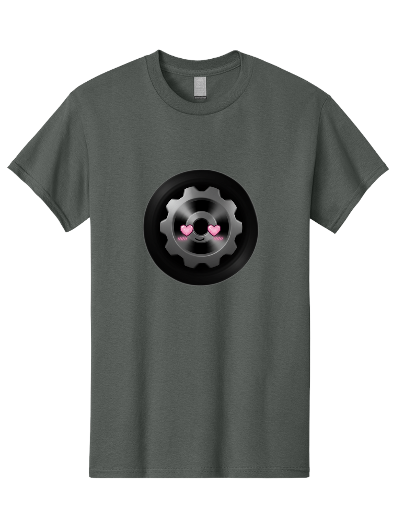 Gear Men'S Graphic Tee, 100% Cotton, Comfortable Casual Summer Wear, Machine Washable, Metal Gear, Heart Eyes, Love Symbol, Romantic Machinery, Cute Robotics, Heart-Shaped Eyes, Mechanical Love, Tech Emoticon Bad126 4