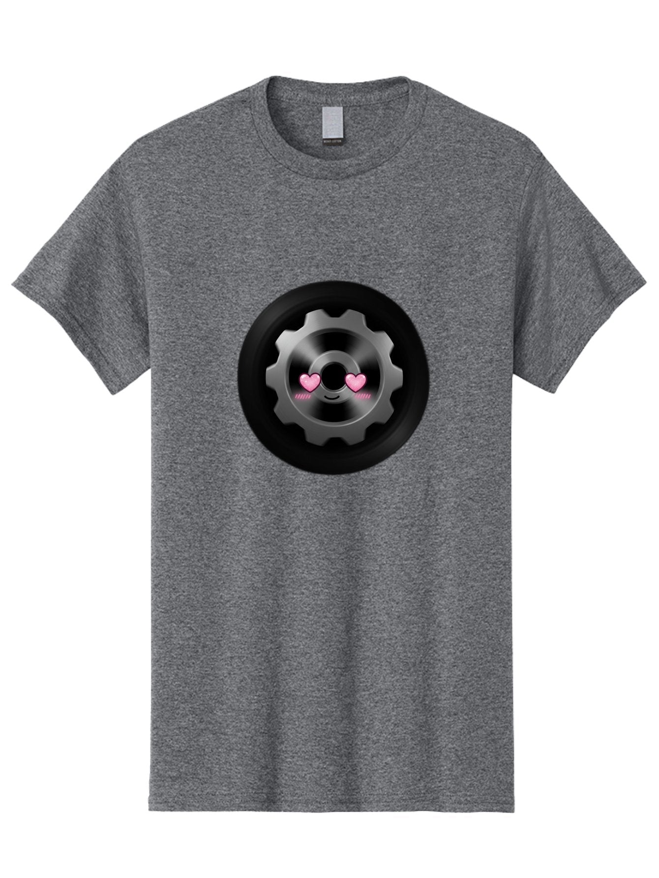 Gear Men'S Graphic Tee, 100% Cotton, Comfortable Casual Summer Wear, Machine Washable, Metal Gear, Heart Eyes, Love Symbol, Romantic Machinery, Cute Robotics, Heart-Shaped Eyes, Mechanical Love, Tech Emoticon Bad126 14