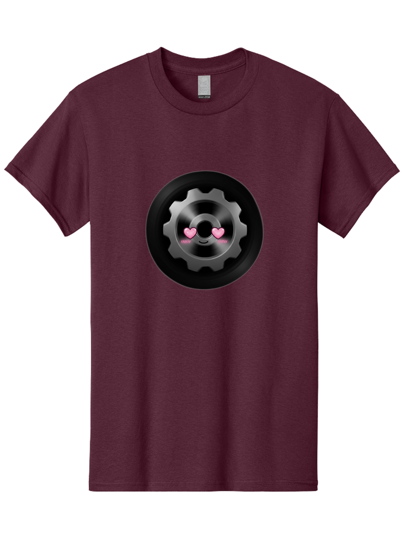 Gear Men'S Graphic Tee, 100% Cotton, Comfortable Casual Summer Wear, Machine Washable, Metal Gear, Heart Eyes, Love Symbol, Romantic Machinery, Cute Robotics, Heart-Shaped Eyes, Mechanical Love, Tech Emoticon Bad126 12