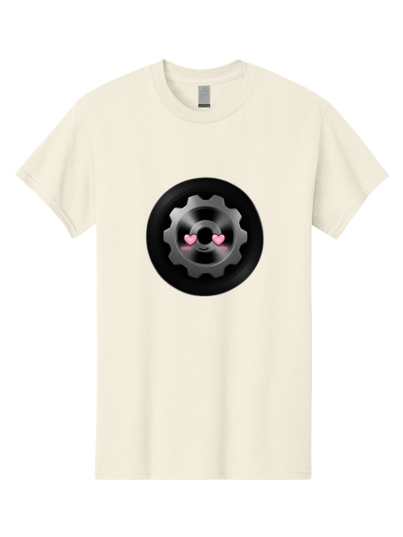 Gear Men'S Graphic Tee, 100% Cotton, Comfortable Casual Summer Wear, Machine Washable, Metal Gear, Heart Eyes, Love Symbol, Romantic Machinery, Cute Robotics, Heart-Shaped Eyes, Mechanical Love, Tech Emoticon Bad126 14