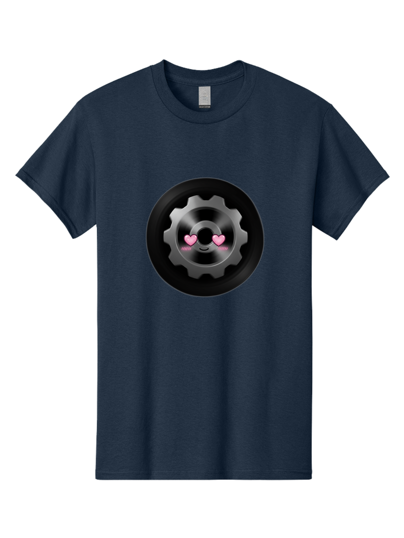 Gear Men'S Graphic Tee, 100% Cotton, Comfortable Casual Summer Wear, Machine Washable, Metal Gear, Heart Eyes, Love Symbol, Romantic Machinery, Cute Robotics, Heart-Shaped Eyes, Mechanical Love, Tech Emoticon Bad126 15