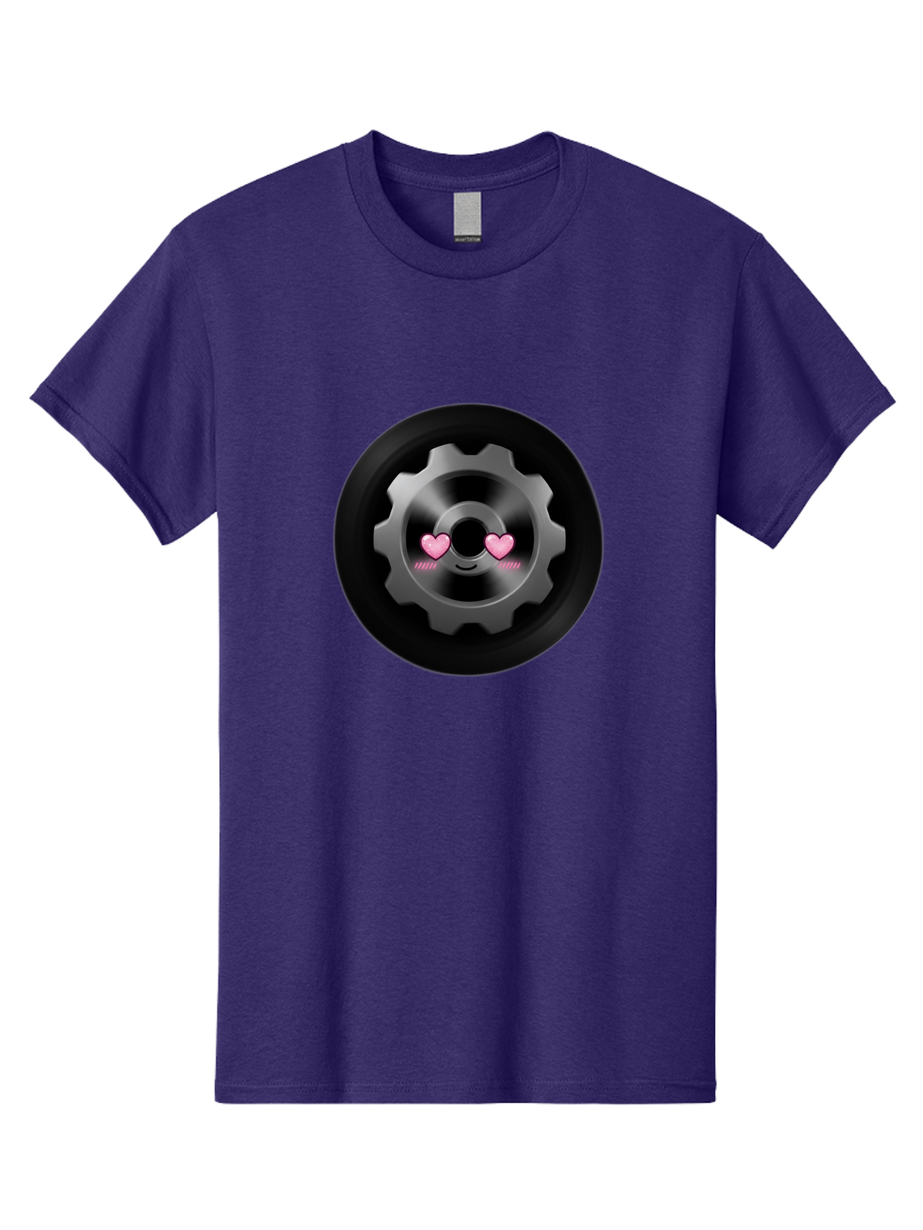 Gear Men'S Graphic Tee, 100% Cotton, Comfortable Casual Summer Wear, Machine Washable, Metal Gear, Heart Eyes, Love Symbol, Romantic Machinery, Cute Robotics, Heart-Shaped Eyes, Mechanical Love, Tech Emoticon Bad126 3