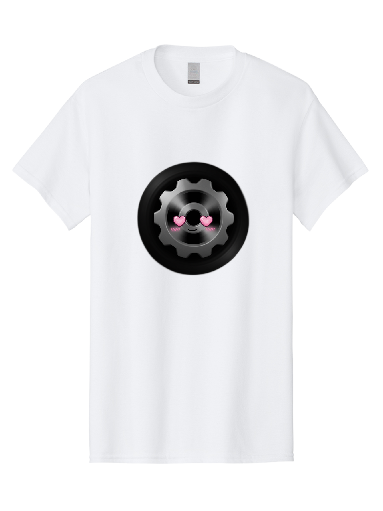 Gear Men'S Graphic Tee, 100% Cotton, Comfortable Casual Summer Wear, Machine Washable, Metal Gear, Heart Eyes, Love Symbol, Romantic Machinery, Cute Robotics, Heart-Shaped Eyes, Mechanical Love, Tech Emoticon Bad126 6