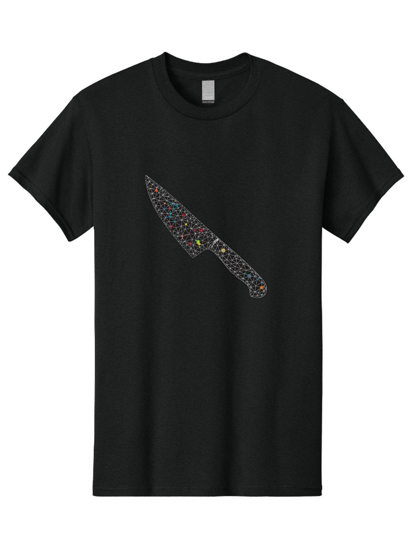 Geometric-Knife Men'S Graphic Tee, 100% Cotton, Comfortable Casual Summer Wear, Machine Washable, Low Poly Knife, Geometric Pattern, 3D Design, Colorful Accents, Modern Style, Abstract Art, Futuristic Look, Sharp Edge, Digital Illustration Bad129 9