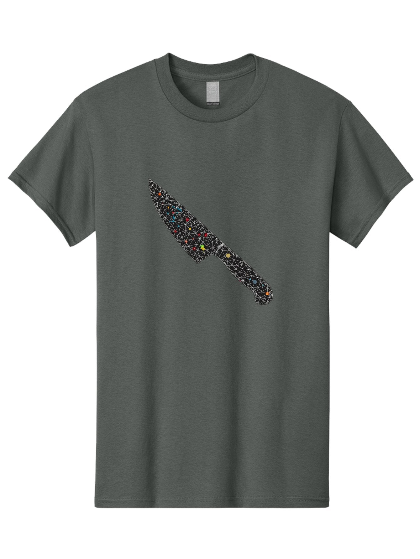 Geometric-Knife Men'S Graphic Tee, 100% Cotton, Comfortable Casual Summer Wear, Machine Washable, Low Poly Knife, Geometric Pattern, 3D Design, Colorful Accents, Modern Style, Abstract Art, Futuristic Look, Sharp Edge, Digital Illustration Bad129 8