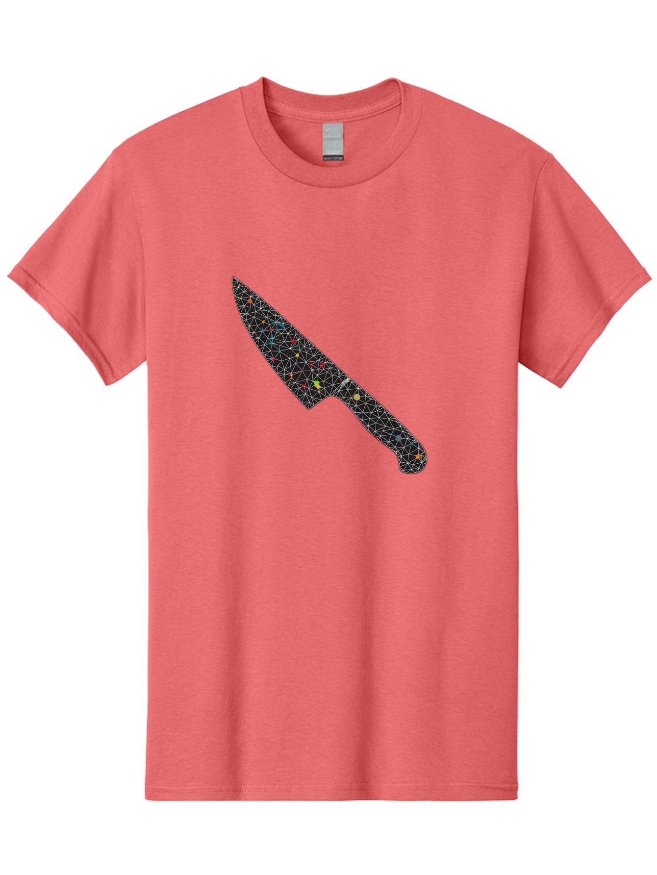 Geometric-Knife Men'S Graphic Tee, 100% Cotton, Comfortable Casual Summer Wear, Machine Washable, Low Poly Knife, Geometric Pattern, 3D Design, Colorful Accents, Modern Style, Abstract Art, Futuristic Look, Sharp Edge, Digital Illustration Bad129 15