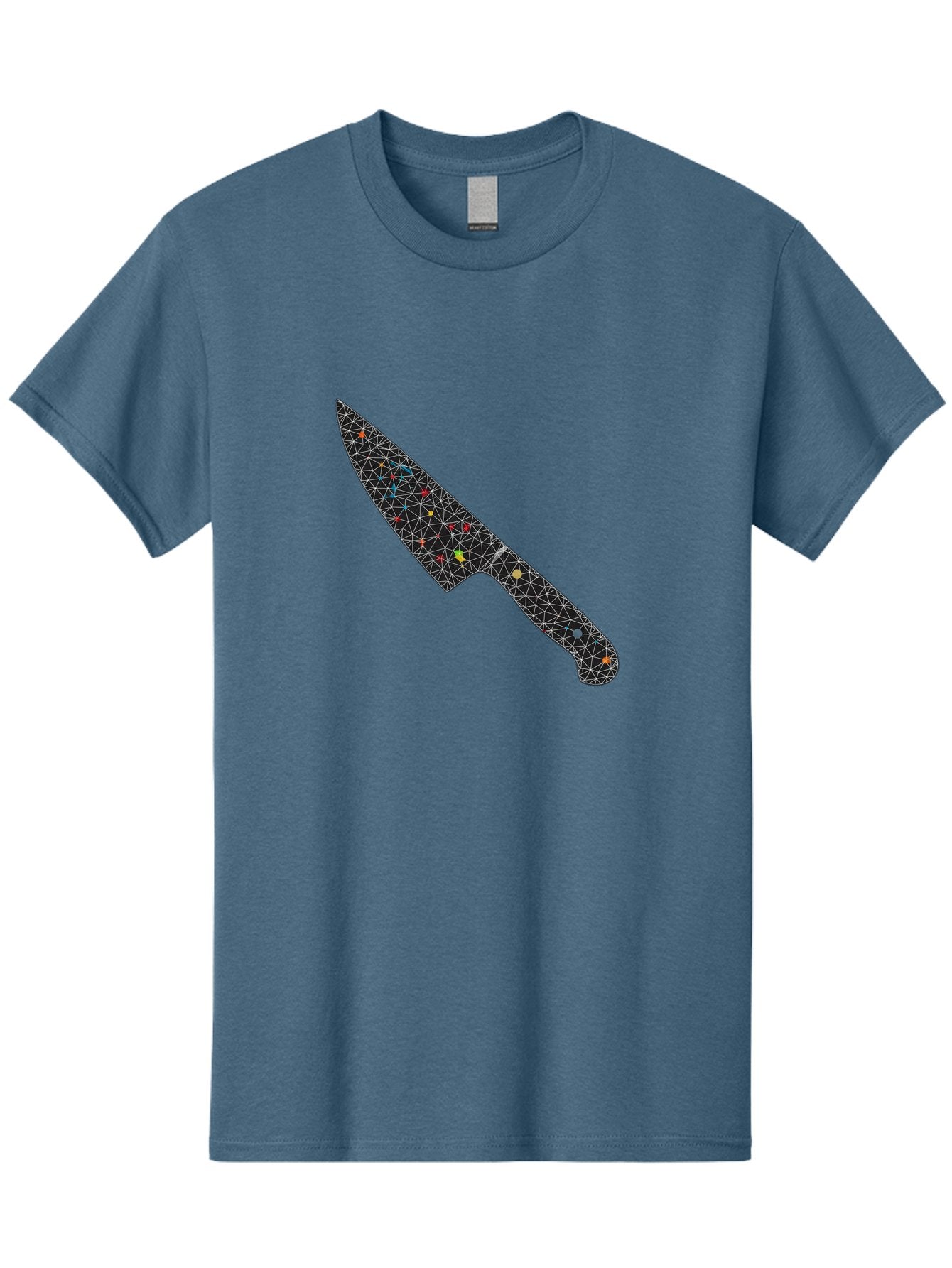 Geometric-Knife Men'S Graphic Tee, 100% Cotton, Comfortable Casual Summer Wear, Machine Washable, Low Poly Knife, Geometric Pattern, 3D Design, Colorful Accents, Modern Style, Abstract Art, Futuristic Look, Sharp Edge, Digital Illustration Bad129 4