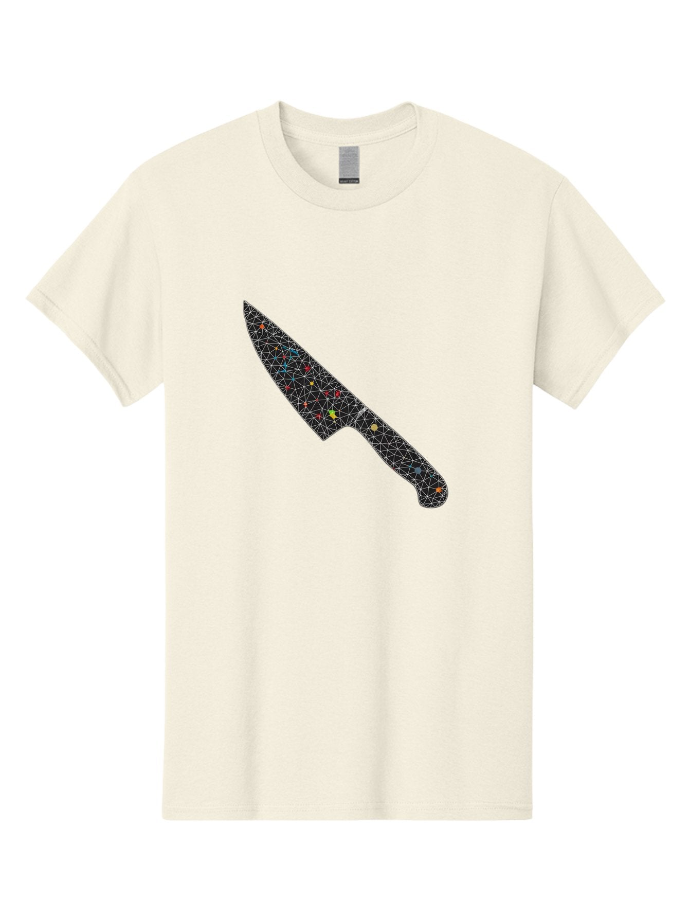 Geometric-Knife Men'S Graphic Tee, 100% Cotton, Comfortable Casual Summer Wear, Machine Washable, Low Poly Knife, Geometric Pattern, 3D Design, Colorful Accents, Modern Style, Abstract Art, Futuristic Look, Sharp Edge, Digital Illustration Bad129