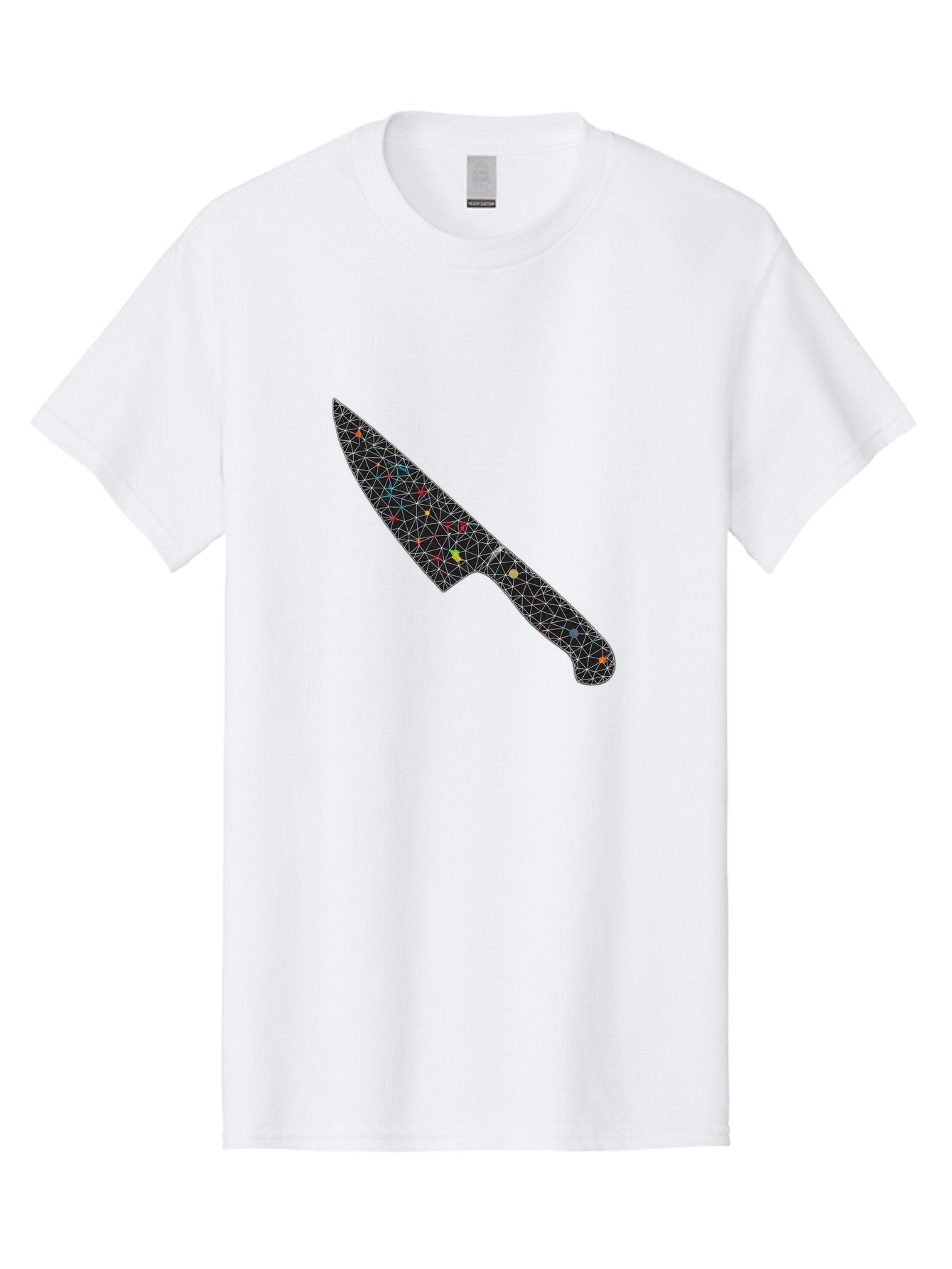 Geometric-Knife Men'S Graphic Tee, 100% Cotton, Comfortable Casual Summer Wear, Machine Washable, Low Poly Knife, Geometric Pattern, 3D Design, Colorful Accents, Modern Style, Abstract Art, Futuristic Look, Sharp Edge, Digital Illustration Bad129 3