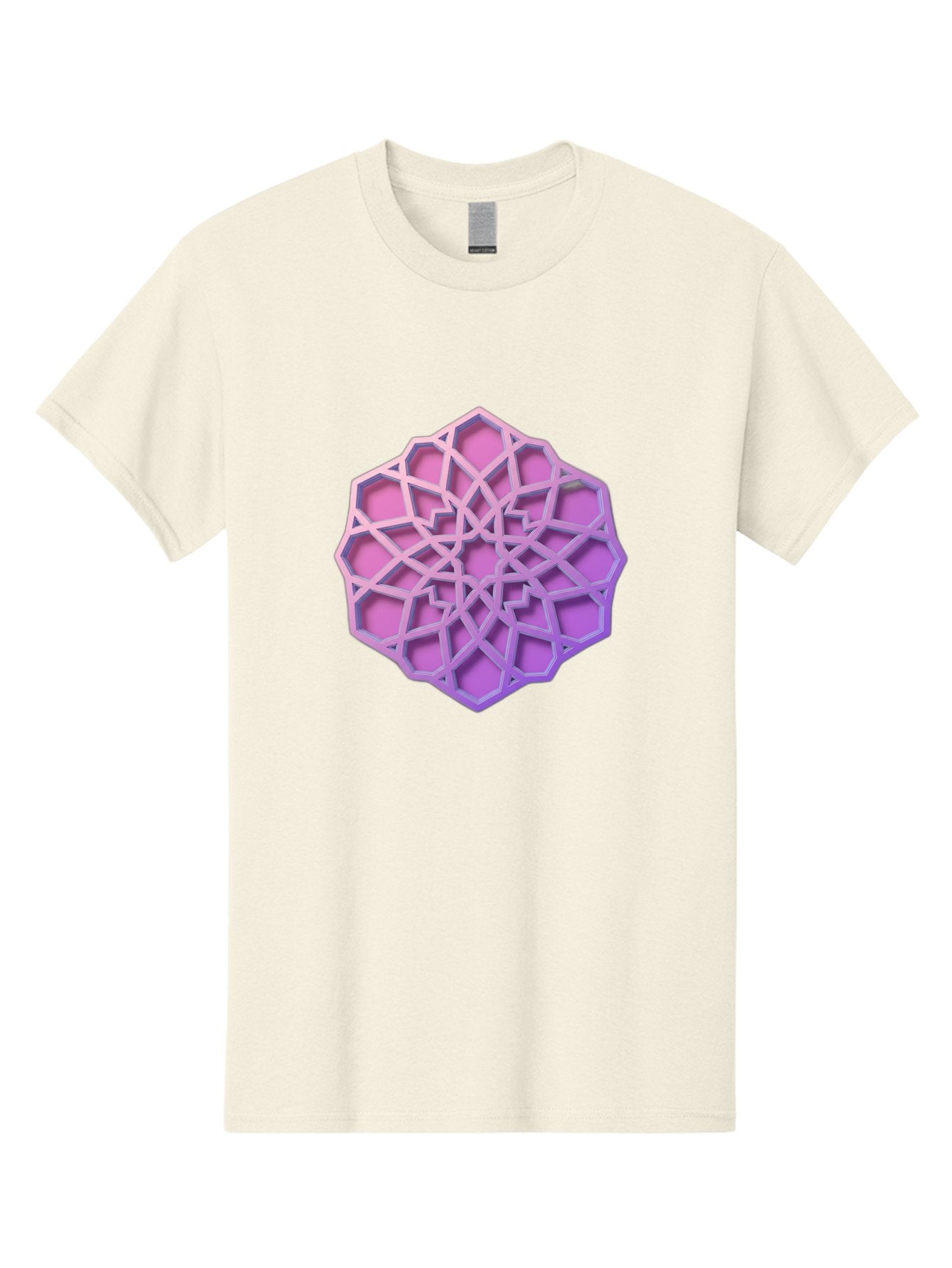 Geometric-Shape Men'S Graphic Tee, 100% Cotton, Comfortable Casual Summer Wear, Machine Washable, Geometric Shape, 3D Design, Pink And Purple Gradations, Intricate Patterns, Abstract Art, Layered Structures, Digital Rendering, Bad131 15