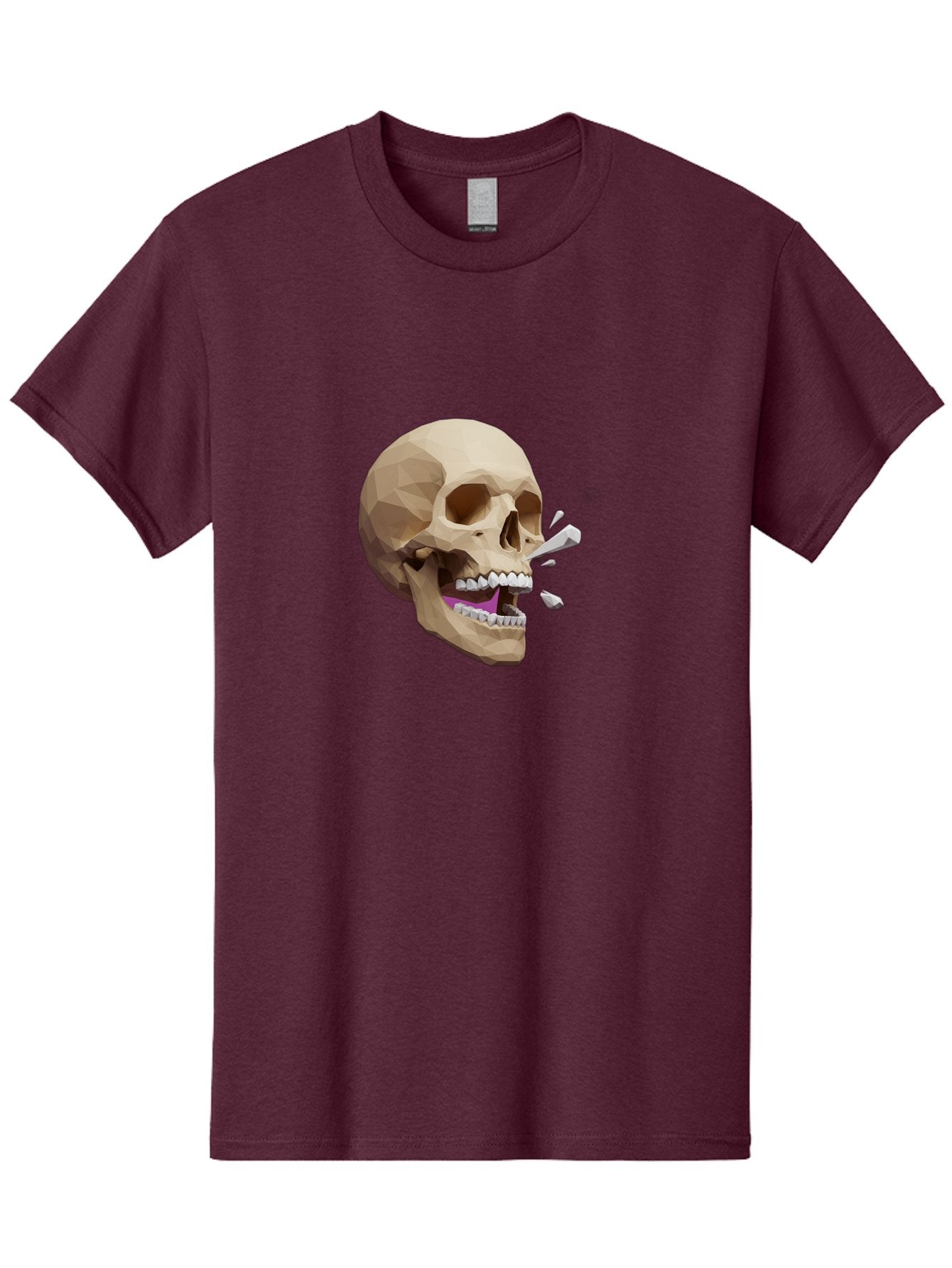 Geometric-Skull Men'S Graphic Tee, 100% Cotton, Comfortable Casual Summer Wear, Machine Washable, Low Poly Skull, 3D Art, Digital Illustration, Broken Tooth, Exploding Tooth, Human Skull, Anatomical Art, Polygon Art, Modern Design, Bad132 6