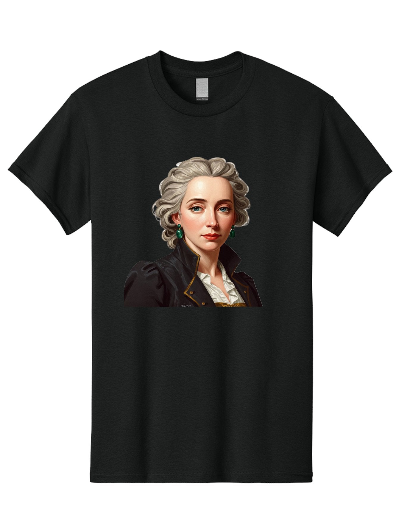 George-Sand Men'S Graphic Tee, 100% Cotton, Comfortable Casual Summer Wear, Machine Washable, Georgiana Cavendish, Duchess Of Devonshire, Historical Figure, Aristocratic Attire, 18Th-Century Fashion, Elegant Earrings, Curly Gray Hair, Bad134 9