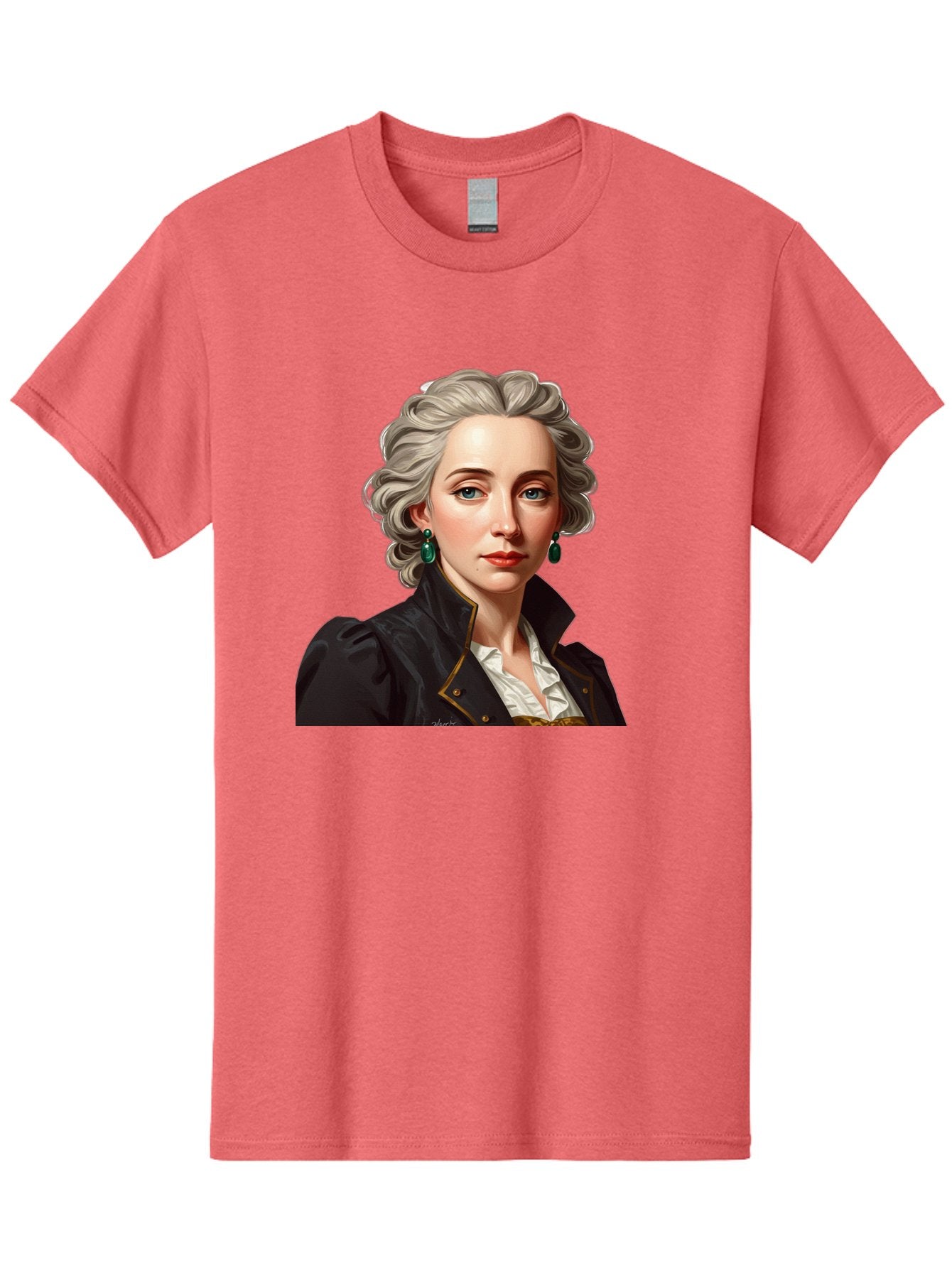 George-Sand Men'S Graphic Tee, 100% Cotton, Comfortable Casual Summer Wear, Machine Washable, Georgiana Cavendish, Duchess Of Devonshire, Historical Figure, Aristocratic Attire, 18Th-Century Fashion, Elegant Earrings, Curly Gray Hair, Bad134 3