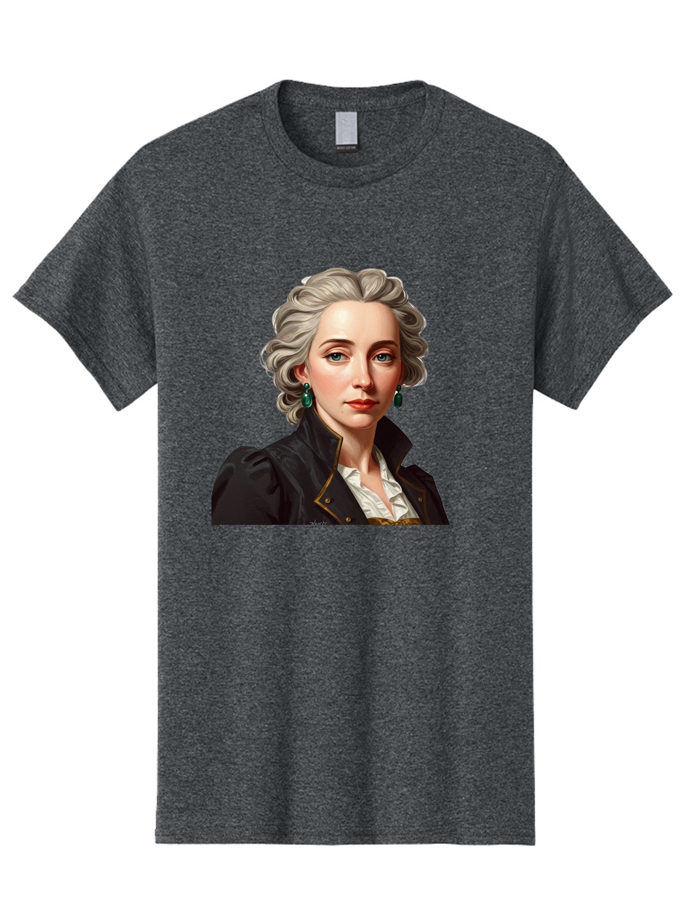 George-Sand Men'S Graphic Tee, 100% Cotton, Comfortable Casual Summer Wear, Machine Washable, Georgiana Cavendish, Duchess Of Devonshire, Historical Figure, Aristocratic Attire, 18Th-Century Fashion, Elegant Earrings, Curly Gray Hair, Bad134 4