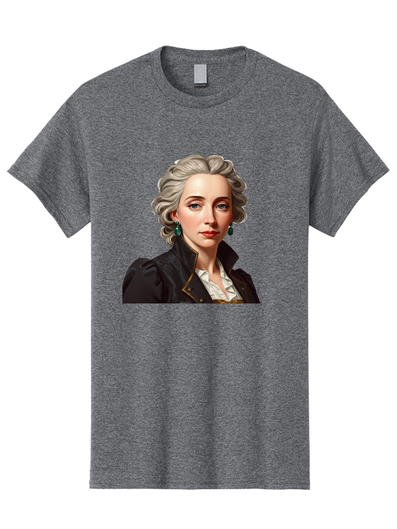 George-Sand Men'S Graphic Tee, 100% Cotton, Comfortable Casual Summer Wear, Machine Washable, Georgiana Cavendish, Duchess Of Devonshire, Historical Figure, Aristocratic Attire, 18Th-Century Fashion, Elegant Earrings, Curly Gray Hair, Bad134 13