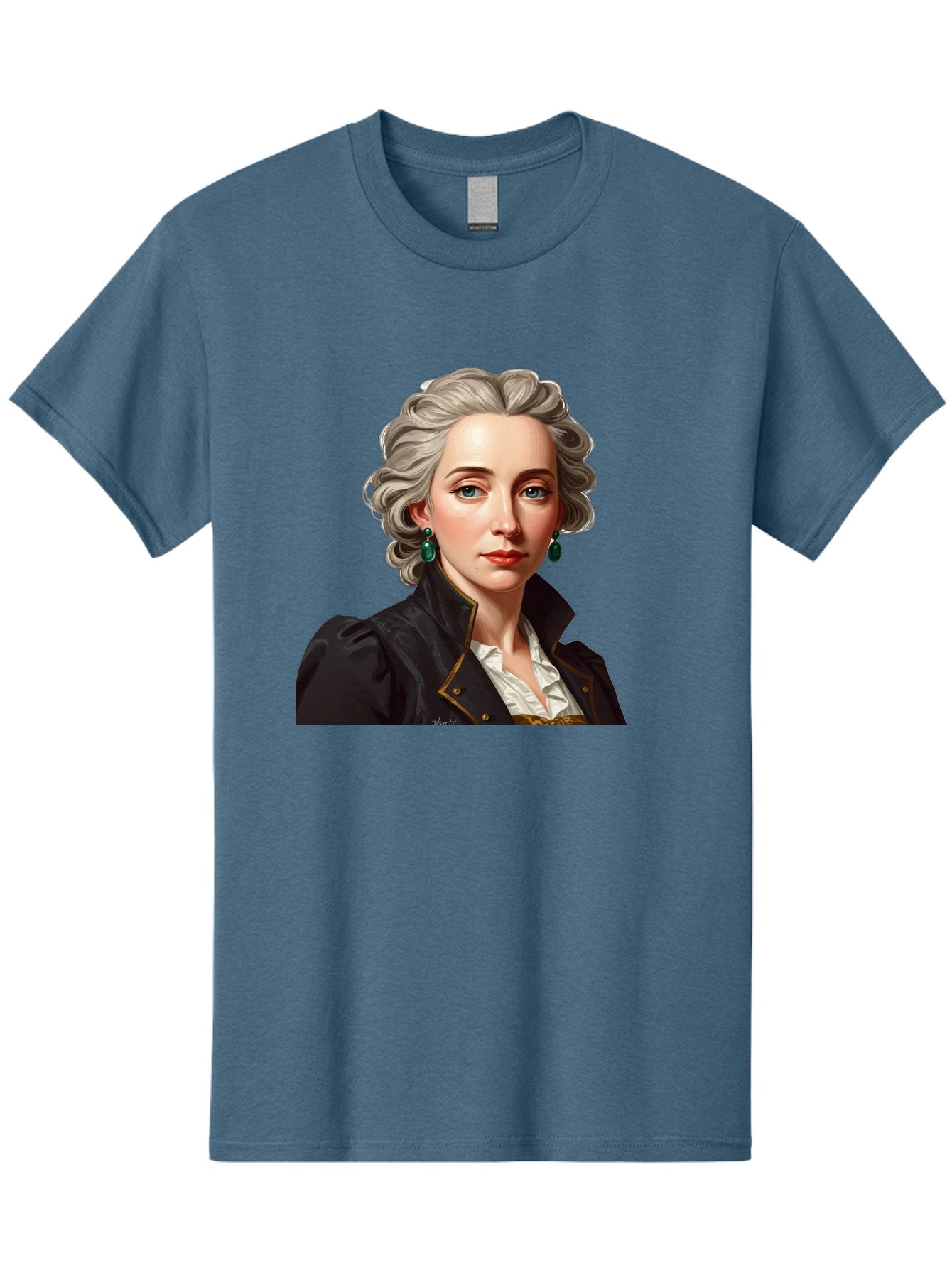 George-Sand Men'S Graphic Tee, 100% Cotton, Comfortable Casual Summer Wear, Machine Washable, Georgiana Cavendish, Duchess Of Devonshire, Historical Figure, Aristocratic Attire, 18Th-Century Fashion, Elegant Earrings, Curly Gray Hair, Bad134 10