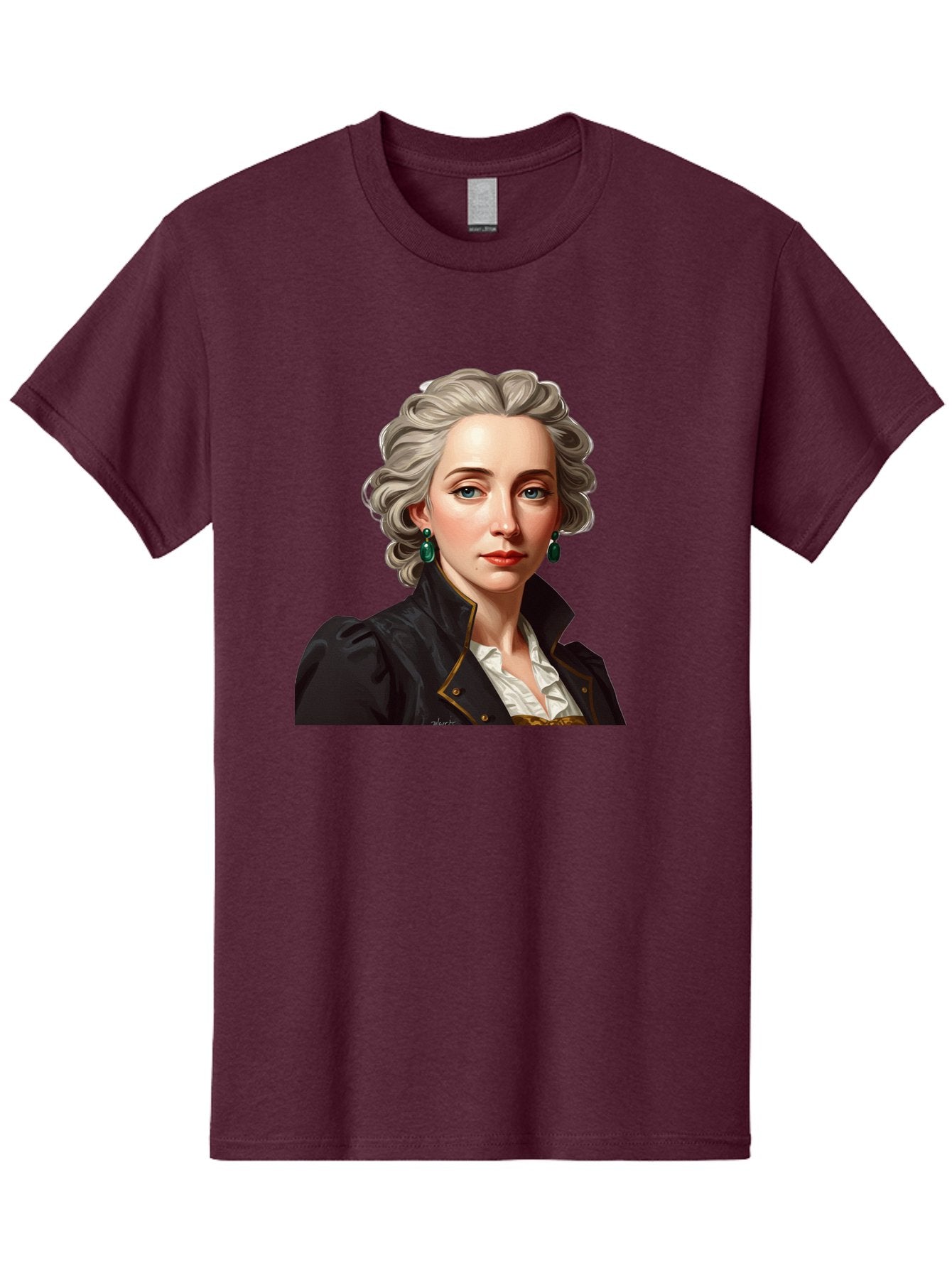George-Sand Men'S Graphic Tee, 100% Cotton, Comfortable Casual Summer Wear, Machine Washable, Georgiana Cavendish, Duchess Of Devonshire, Historical Figure, Aristocratic Attire, 18Th-Century Fashion, Elegant Earrings, Curly Gray Hair, Bad134 15