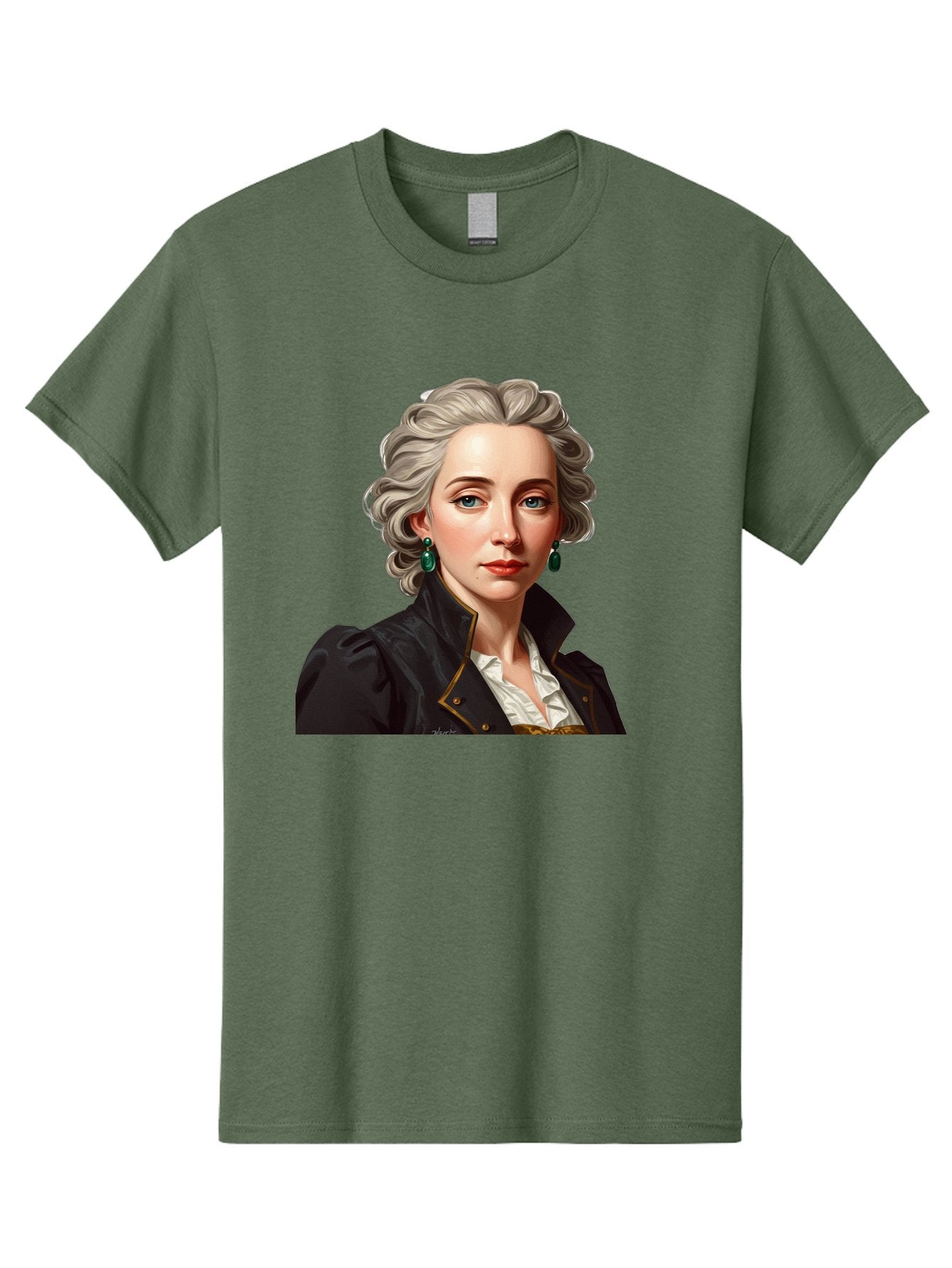 George-Sand Men'S Graphic Tee, 100% Cotton, Comfortable Casual Summer Wear, Machine Washable, Georgiana Cavendish, Duchess Of Devonshire, Historical Figure, Aristocratic Attire, 18Th-Century Fashion, Elegant Earrings, Curly Gray Hair, Bad134 7