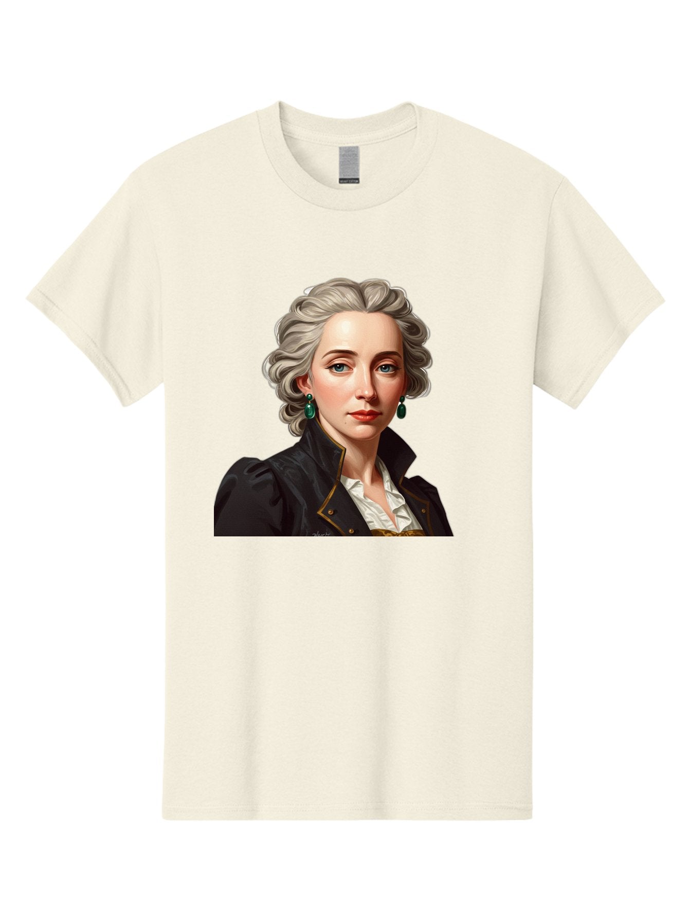 George-Sand Men'S Graphic Tee, 100% Cotton, Comfortable Casual Summer Wear, Machine Washable, Georgiana Cavendish, Duchess Of Devonshire, Historical Figure, Aristocratic Attire, 18Th-Century Fashion, Elegant Earrings, Curly Gray Hair, Bad134 5