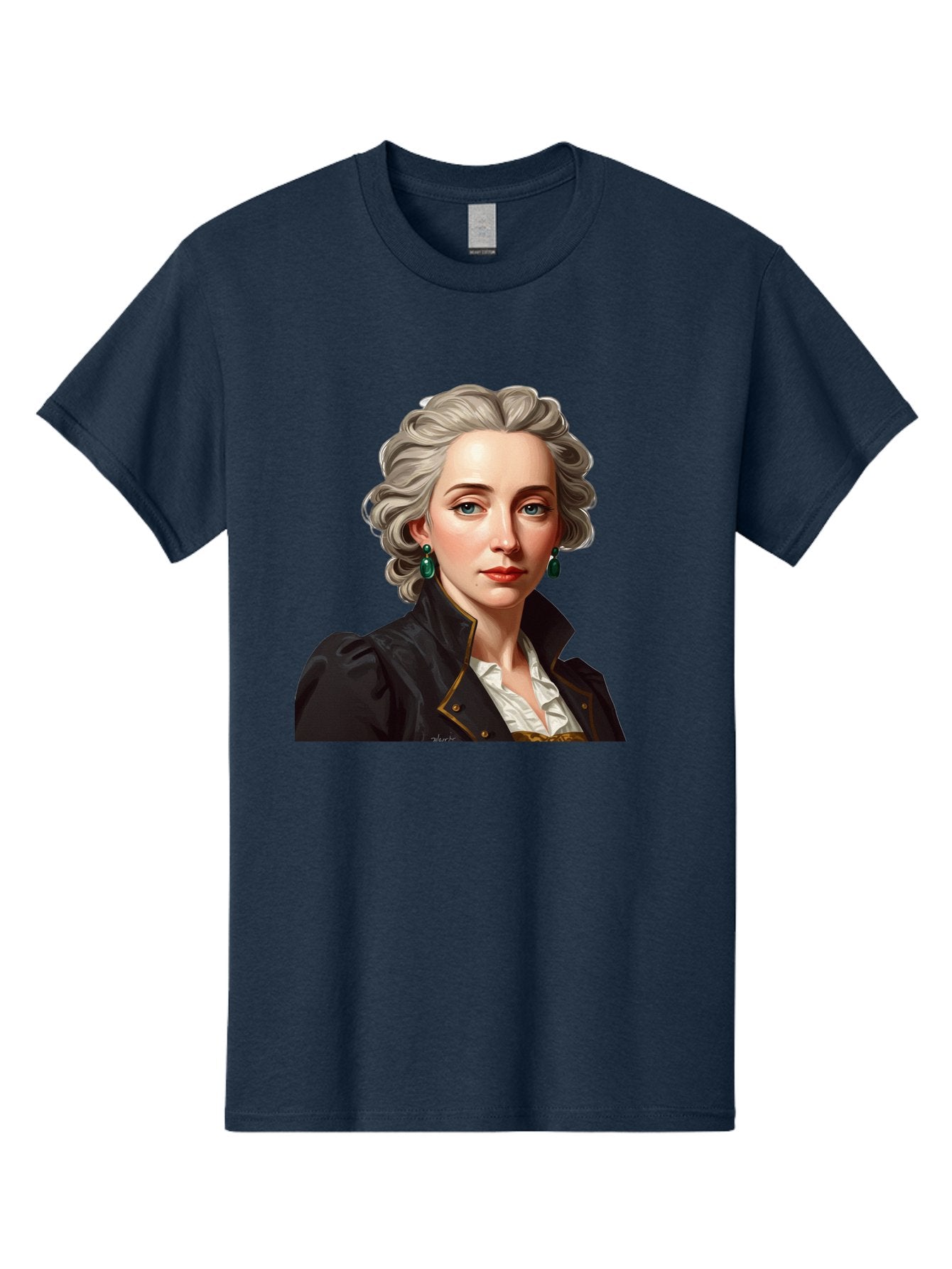 George-Sand Men'S Graphic Tee, 100% Cotton, Comfortable Casual Summer Wear, Machine Washable, Georgiana Cavendish, Duchess Of Devonshire, Historical Figure, Aristocratic Attire, 18Th-Century Fashion, Elegant Earrings, Curly Gray Hair, Bad134 14