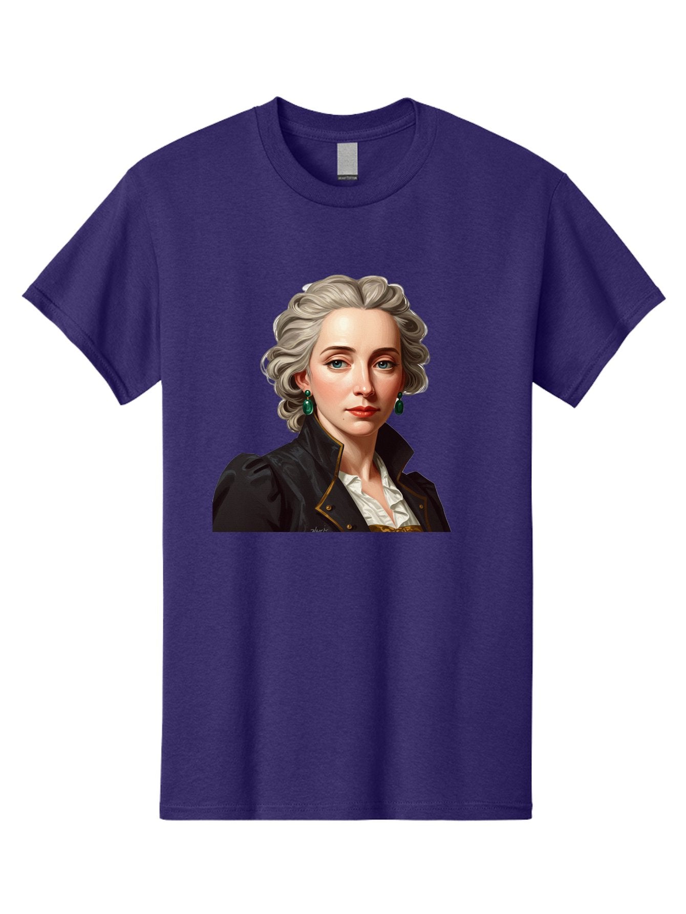 George-Sand Men'S Graphic Tee, 100% Cotton, Comfortable Casual Summer Wear, Machine Washable, Georgiana Cavendish, Duchess Of Devonshire, Historical Figure, Aristocratic Attire, 18Th-Century Fashion, Elegant Earrings, Curly Gray Hair, Bad134 12