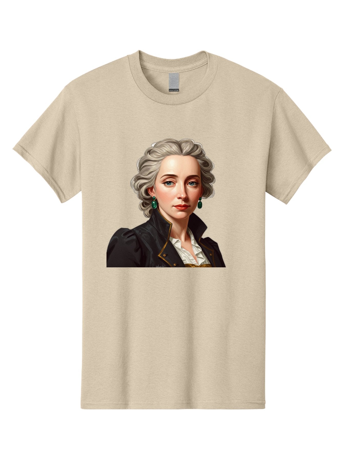 George-Sand Men'S Graphic Tee, 100% Cotton, Comfortable Casual Summer Wear, Machine Washable, Georgiana Cavendish, Duchess Of Devonshire, Historical Figure, Aristocratic Attire, 18Th-Century Fashion, Elegant Earrings, Curly Gray Hair, Bad134 11