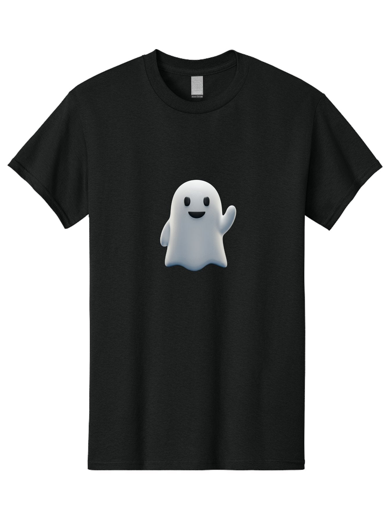 Ghost-Character Men'S Graphic Tee, 100% Cotton, Comfortable Casual Summer Wear, Machine Washable, White Ghost Character, Friendly Ghost, Cute Cartoon Ghost, Happy Face, Waving Hand, 3D Digital Illustration, Spooky Character Design, Bad135 13