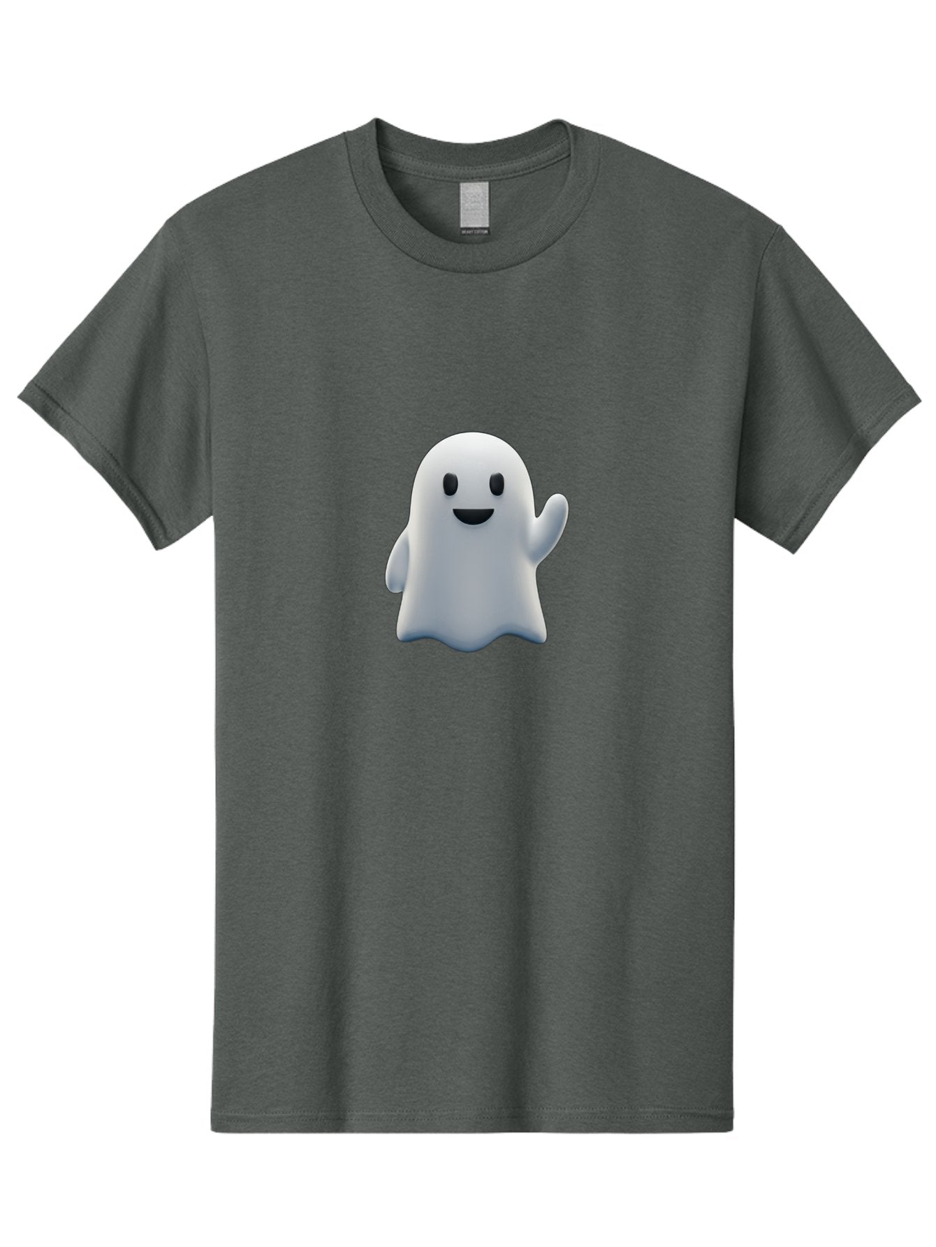 Ghost-Character Men'S Graphic Tee, 100% Cotton, Comfortable Casual Summer Wear, Machine Washable, White Ghost Character, Friendly Ghost, Cute Cartoon Ghost, Happy Face, Waving Hand, 3D Digital Illustration, Spooky Character Design, Bad135 4