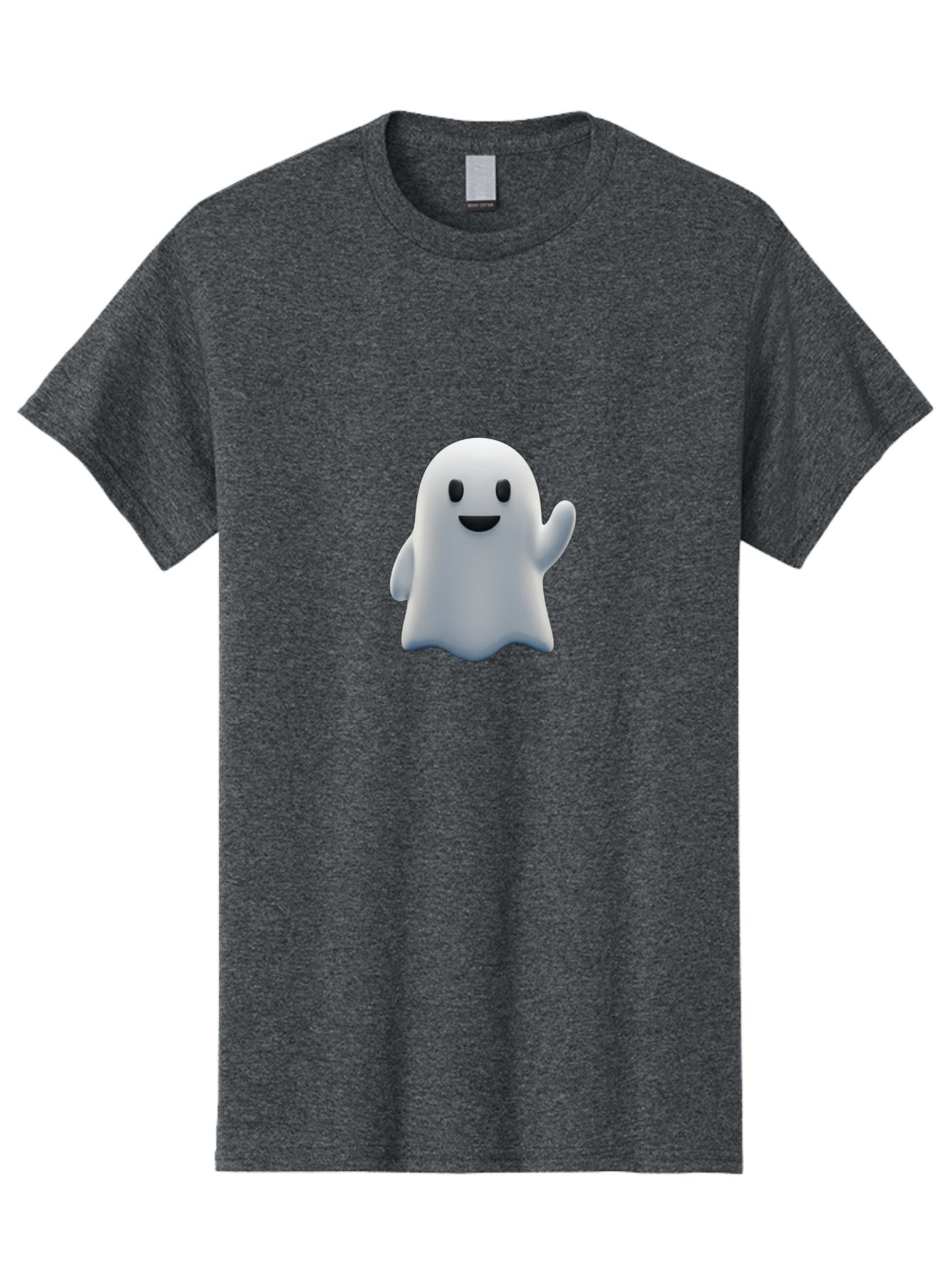 Ghost-Character Men'S Graphic Tee, 100% Cotton, Comfortable Casual Summer Wear, Machine Washable, White Ghost Character, Friendly Ghost, Cute Cartoon Ghost, Happy Face, Waving Hand, 3D Digital Illustration, Spooky Character Design, Bad135 5