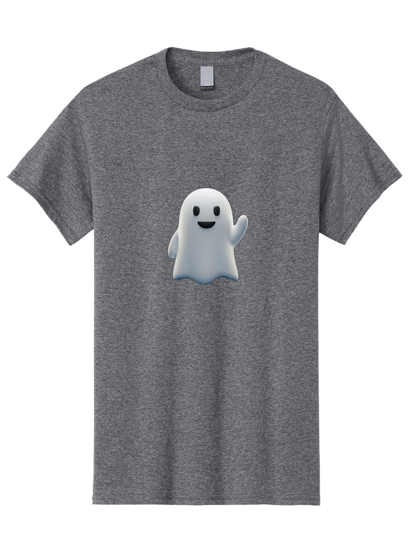Ghost-Character Men'S Graphic Tee, 100% Cotton, Comfortable Casual Summer Wear, Machine Washable, White Ghost Character, Friendly Ghost, Cute Cartoon Ghost, Happy Face, Waving Hand, 3D Digital Illustration, Spooky Character Design, Bad135 8