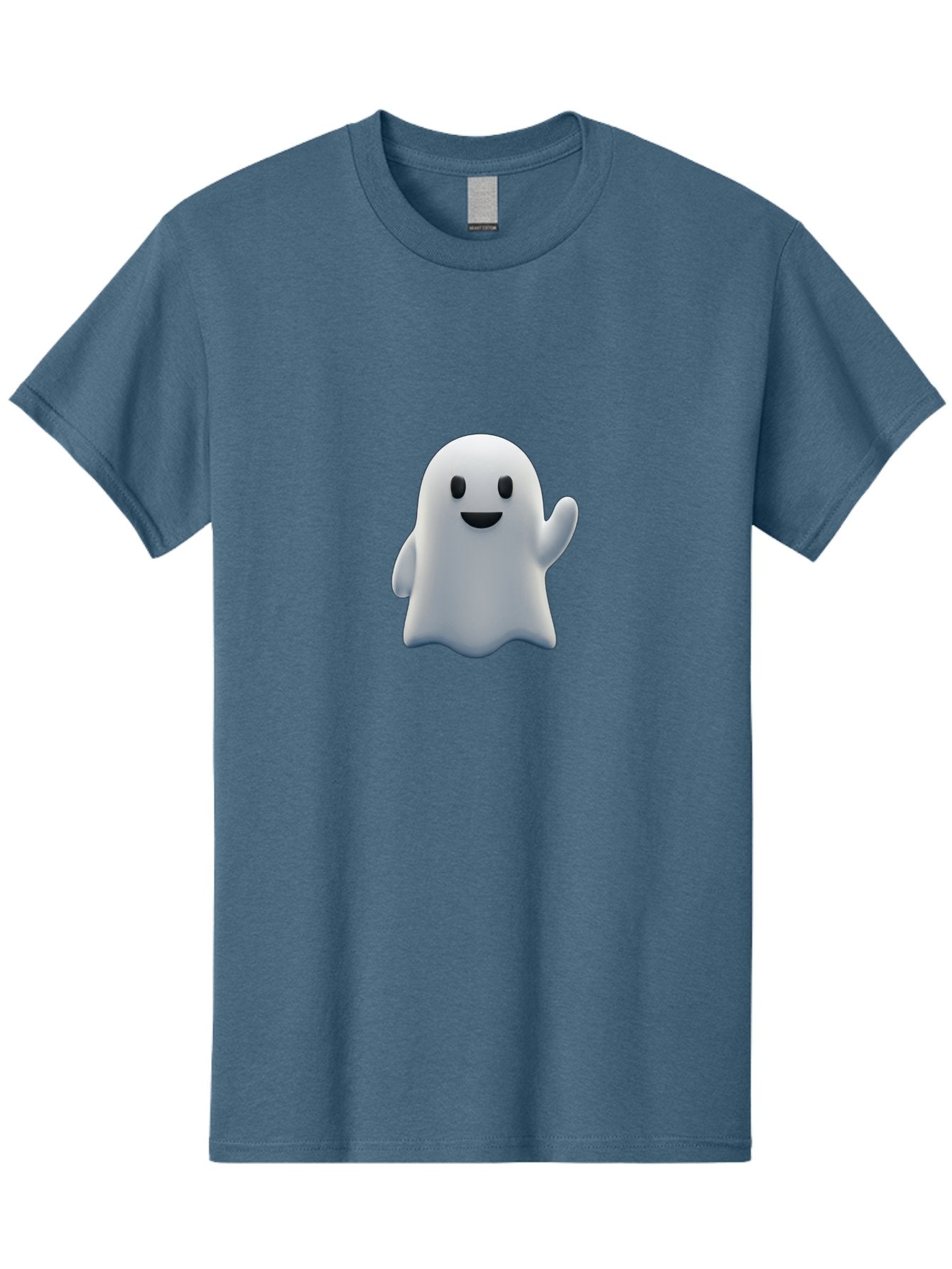 Ghost-Character Men'S Graphic Tee, 100% Cotton, Comfortable Casual Summer Wear, Machine Washable, White Ghost Character, Friendly Ghost, Cute Cartoon Ghost, Happy Face, Waving Hand, 3D Digital Illustration, Spooky Character Design, Bad135 7