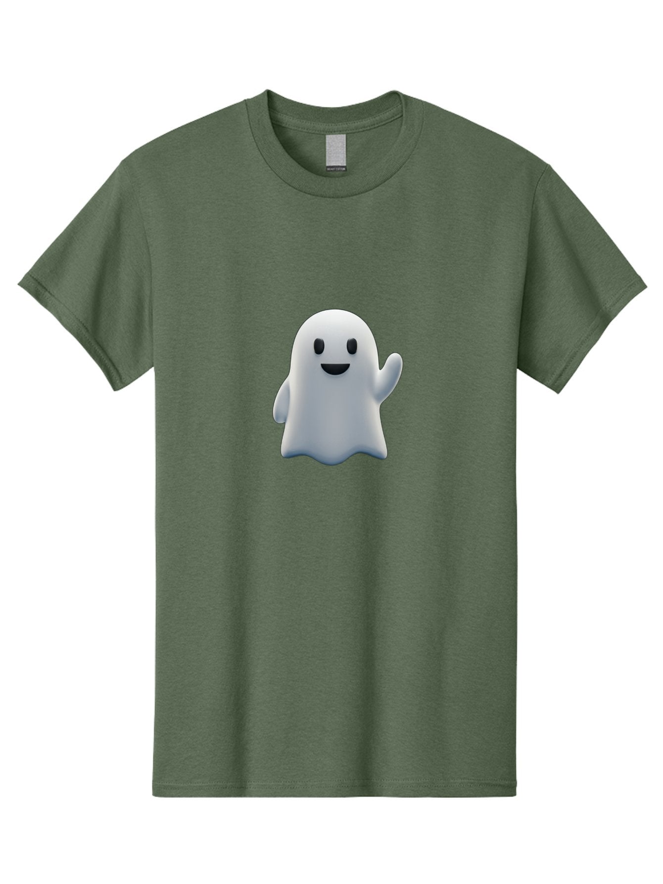 Ghost-Character Men'S Graphic Tee, 100% Cotton, Comfortable Casual Summer Wear, Machine Washable, White Ghost Character, Friendly Ghost, Cute Cartoon Ghost, Happy Face, Waving Hand, 3D Digital Illustration, Spooky Character Design, Bad135 10