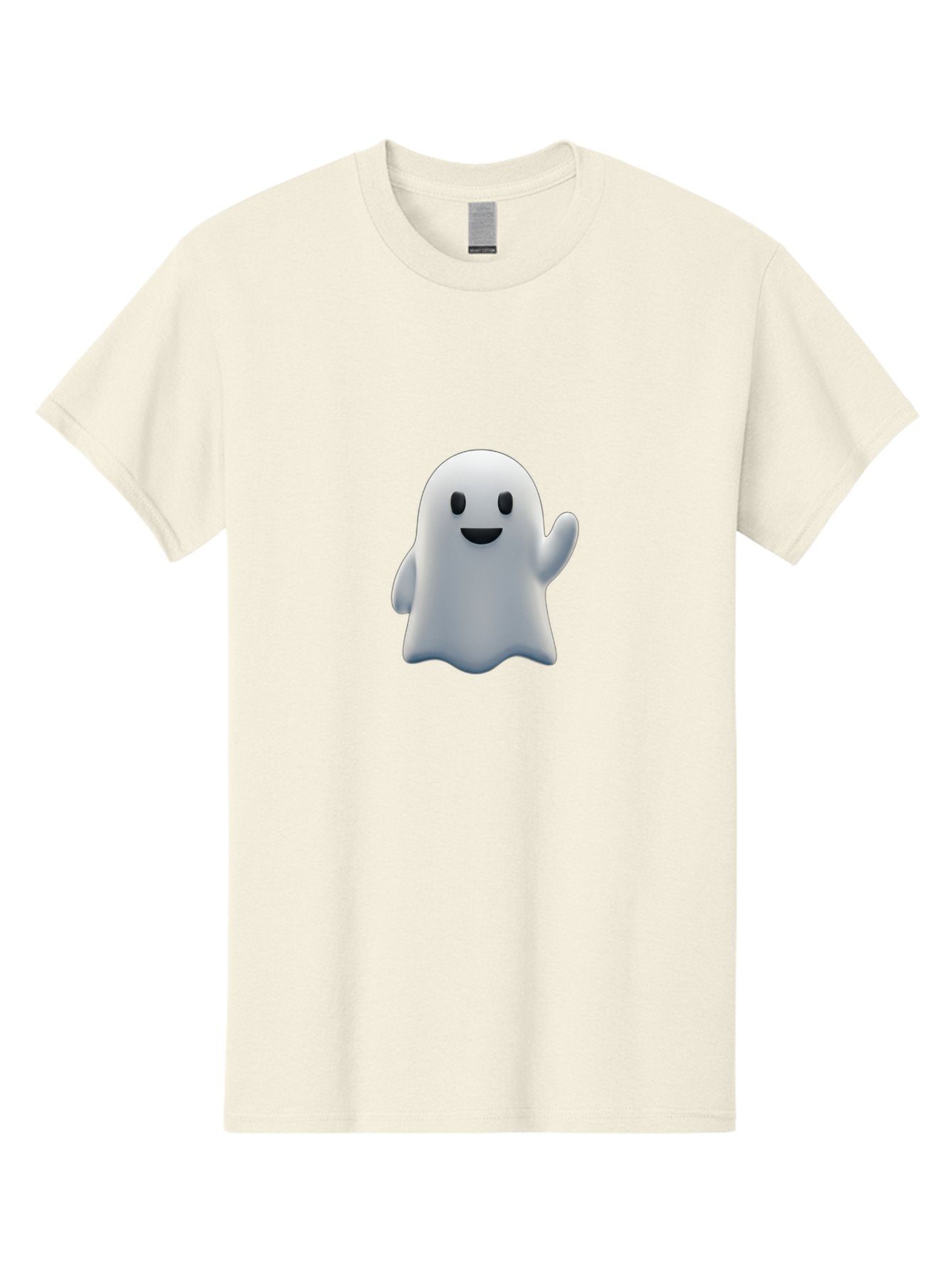 Ghost-Character Men'S Graphic Tee, 100% Cotton, Comfortable Casual Summer Wear, Machine Washable, White Ghost Character, Friendly Ghost, Cute Cartoon Ghost, Happy Face, Waving Hand, 3D Digital Illustration, Spooky Character Design, Bad135 12