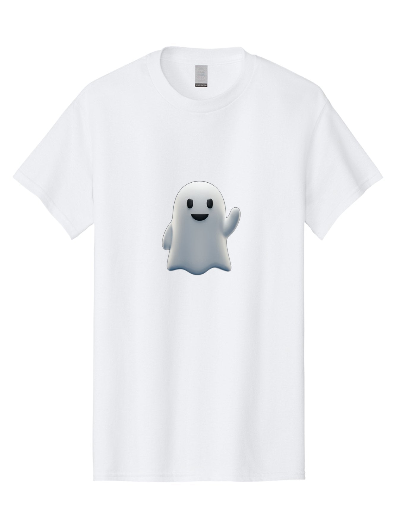 Ghost-Character Men'S Graphic Tee, 100% Cotton, Comfortable Casual Summer Wear, Machine Washable, White Ghost Character, Friendly Ghost, Cute Cartoon Ghost, Happy Face, Waving Hand, 3D Digital Illustration, Spooky Character Design, Bad135 3
