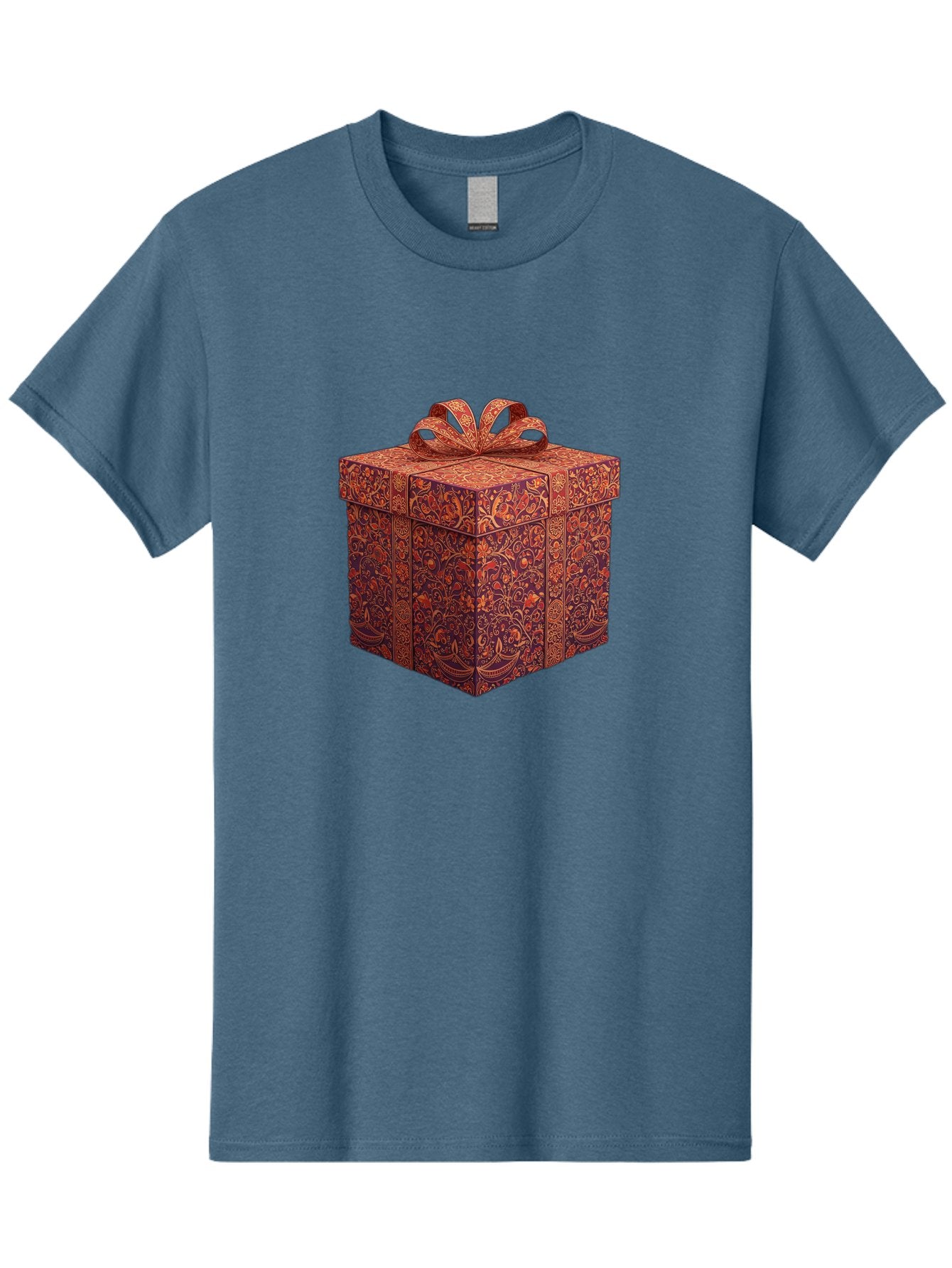 Gift-Box-1 Men'S Graphic Tee, 100% Cotton, Comfortable Casual Summer Wear, Machine Washable, Gift Box With Ribbon, Luxury Gift Wrapping, Red And Orange Floral Pattern, Beautiful Presentation, Intricate Designs, Gift Giving, Special Occasion Bad140 7