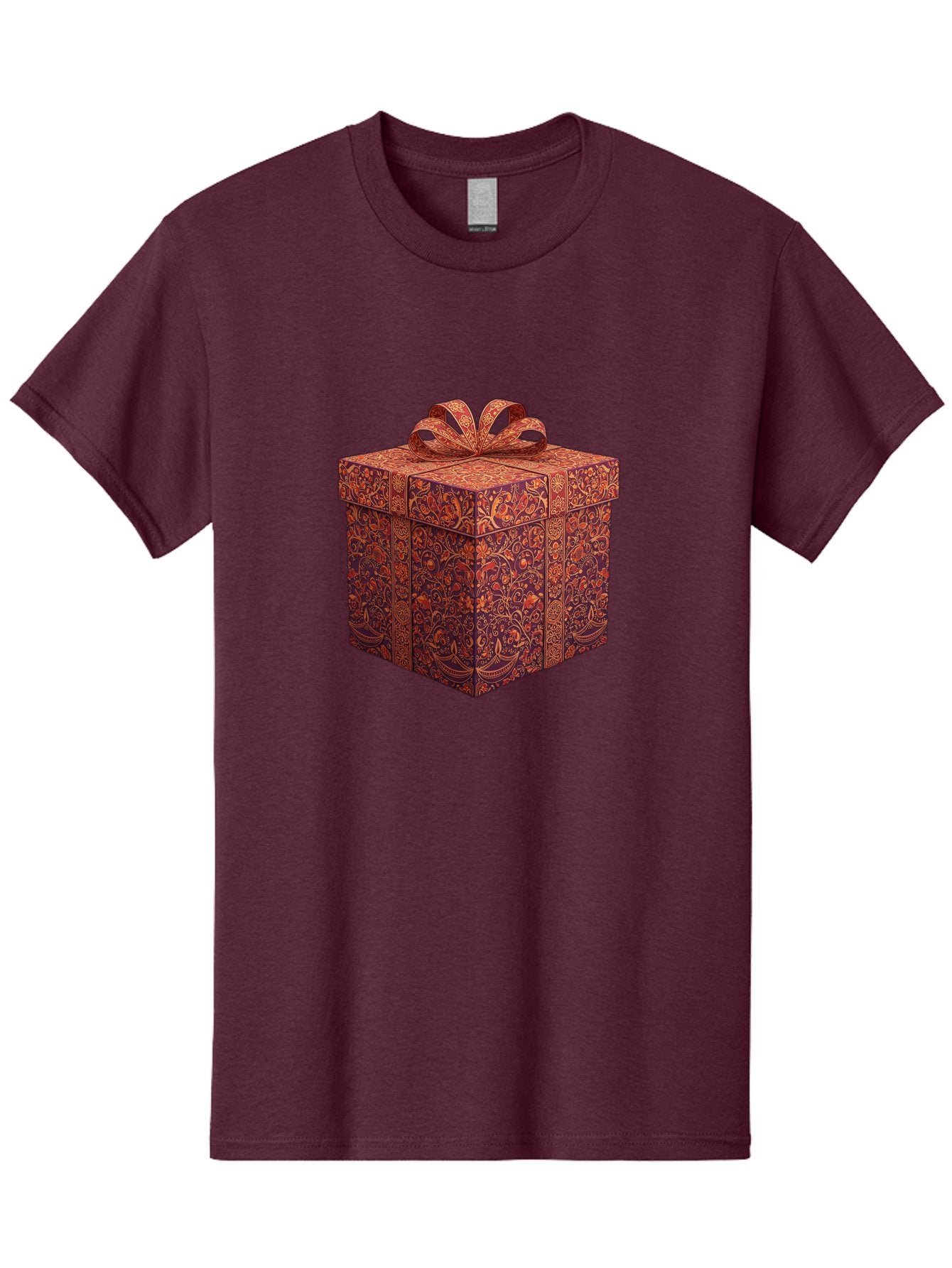 Gift-Box-1 Men'S Graphic Tee, 100% Cotton, Comfortable Casual Summer Wear, Machine Washable, Gift Box With Ribbon, Luxury Gift Wrapping, Red And Orange Floral Pattern, Beautiful Presentation, Intricate Designs, Gift Giving, Special Occasion Bad140 12